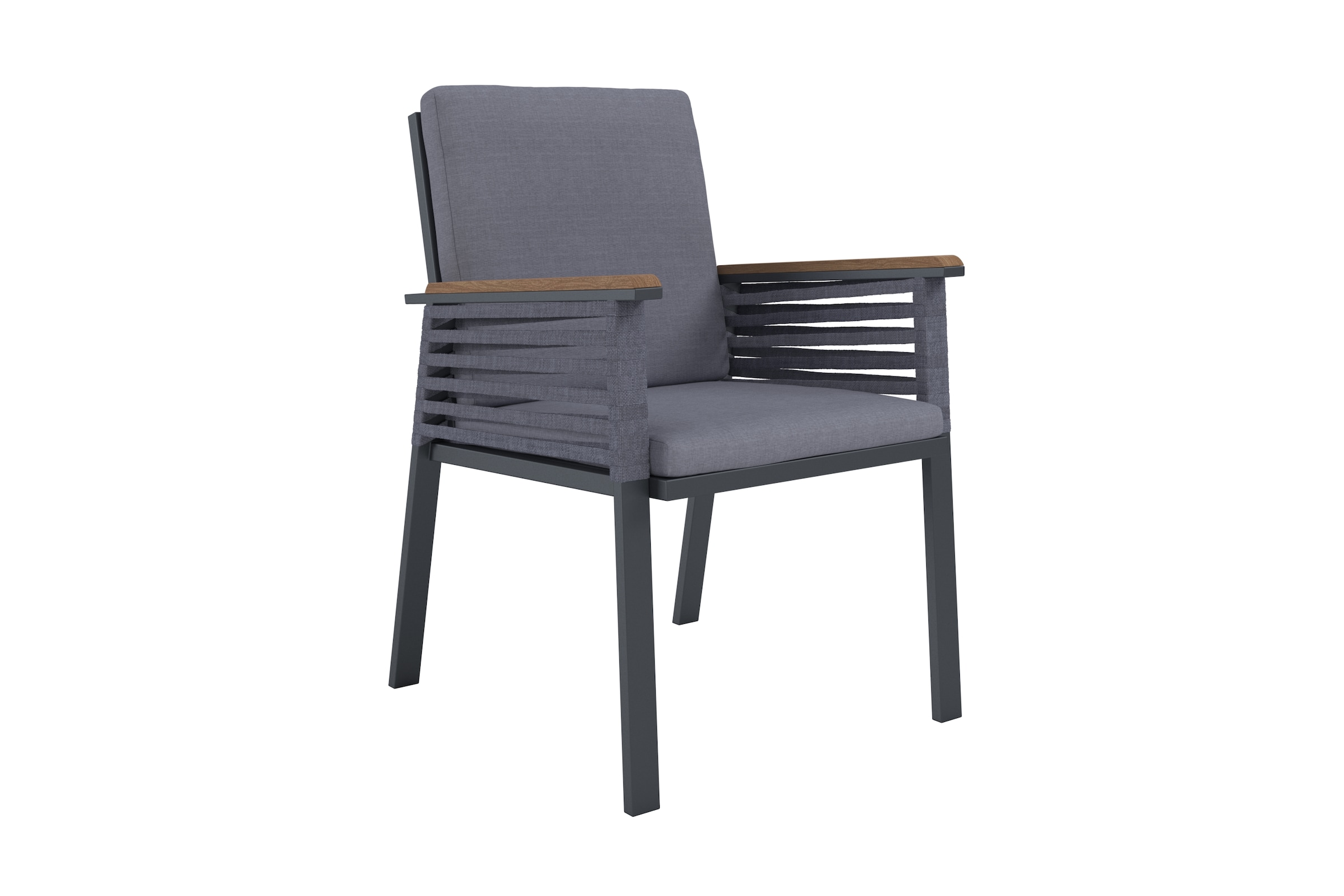 KONIFERA Garten-Essgruppe »Diningset »Edessa«« Set, 8 Sessel, Tisch 97x220x74cm, inkl. Auflagen, 25 Stk. tlg. Armlehne mit Seilgeflecht und Nonwood-Latten
