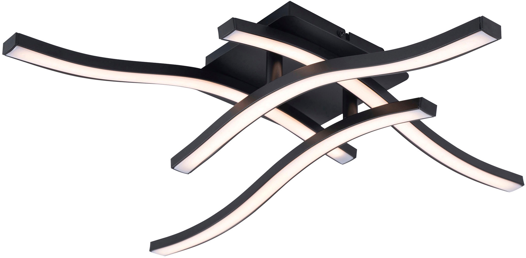 näve LED Deckenleuchte »Onda«, 4 flammig, Leuchtmittel LED-Modul | LED fest integriert, Deckenlampe, Wandleuchte warmweiß, L/B: 45cm, 24W, schwarz-matt, IP20