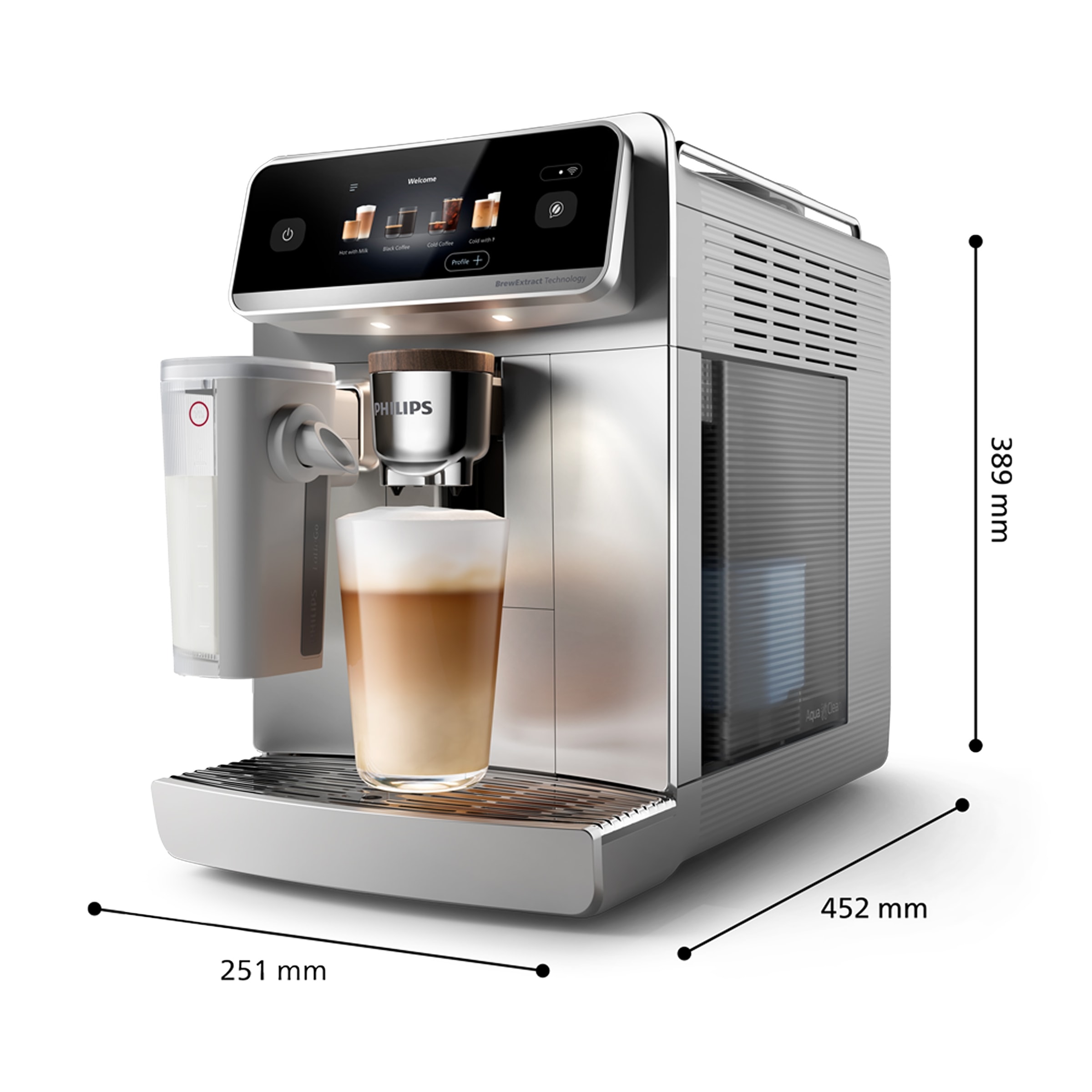 Philips Kaffeevollautomat »EP8757/20 8000 Series Café Aromis, 50 Getränke (heiß oder eisgekühlt)« LatteGo Pro-Milchsystem, BrewExtract Technologie, appfähig, Silber