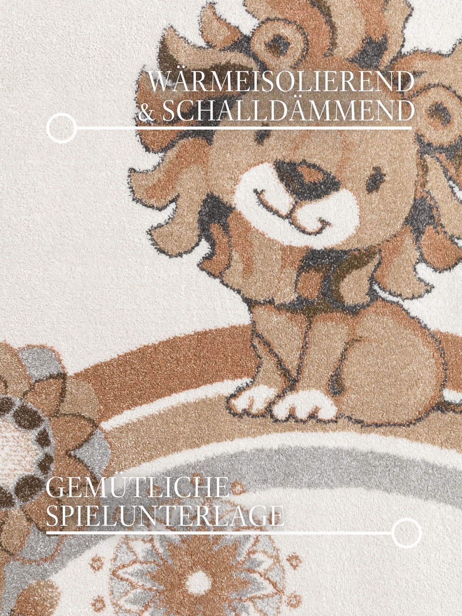Villeroy & Boch Kinderteppich »Roar like a Lion Summer Party« rechteckig 9 mm Höhe Spielteppich weich, Kinderzimmer, Boho Kids Spielunterlage, Tieremotiv