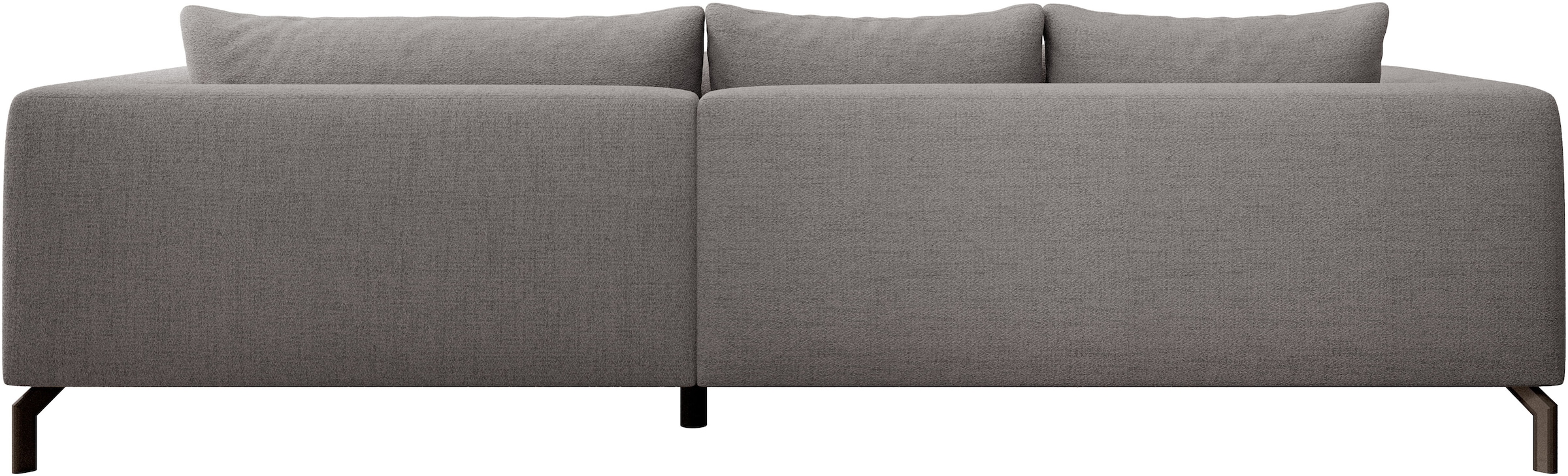 INOSIGN Ecksofa »Cross, mit softem Sitz, L-Form, wendbare Zierkissen, Breite 284 cm«, Couch mit vielen Kissen, stylische Kreuznaht, elegante Metallfüße