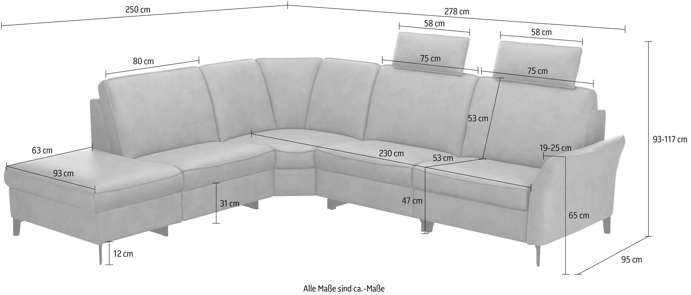 himolla Ecksofa »1920«, ein oder zwei integrierte Relaxsitze, Ottomane rechts oder links