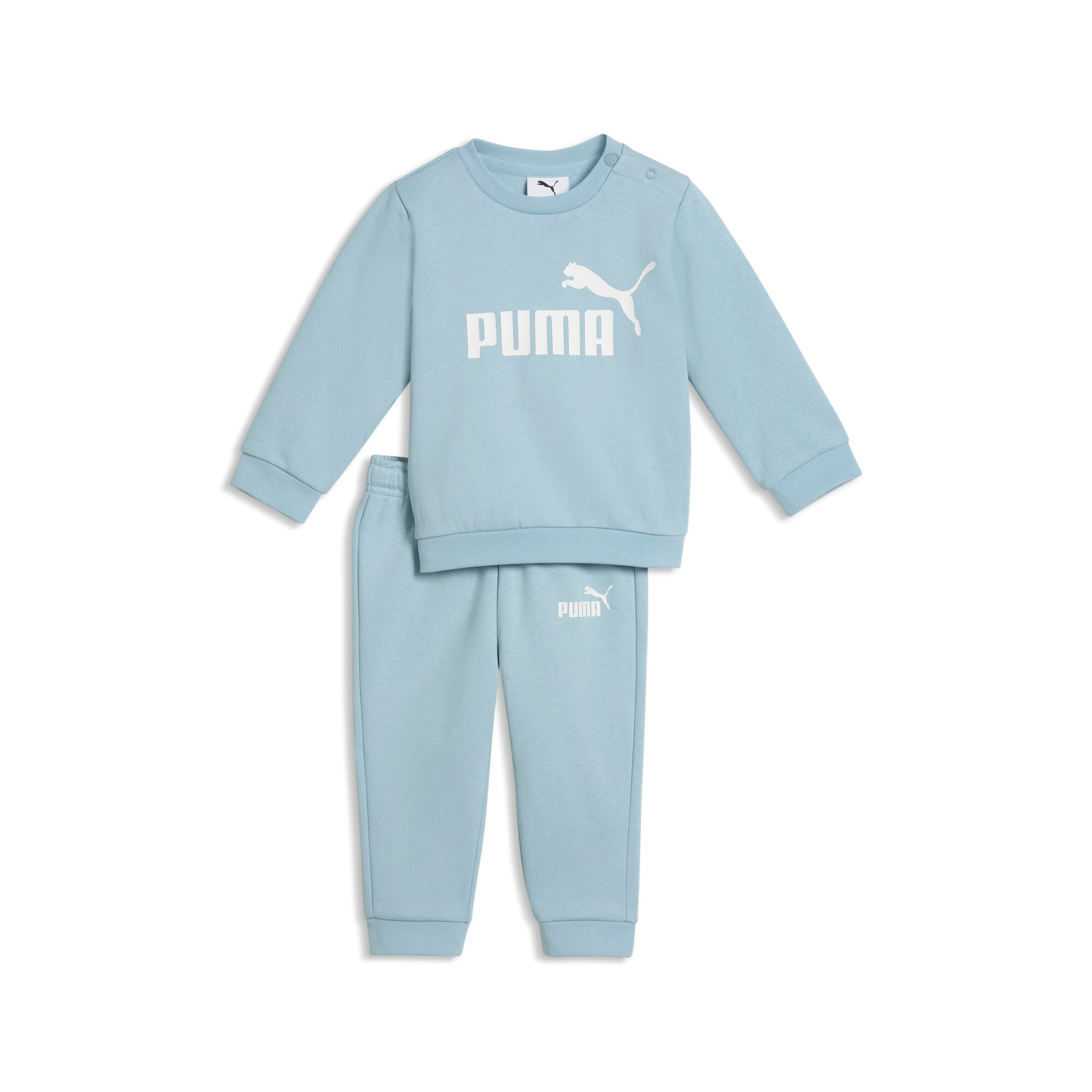 PUMA Trainingsanzug »MINICATS ESS CREW SET FL INF« 2 tlg. mit Kapuze, aus kuscheligem Fleecestoff, mit gerippten Bündchen