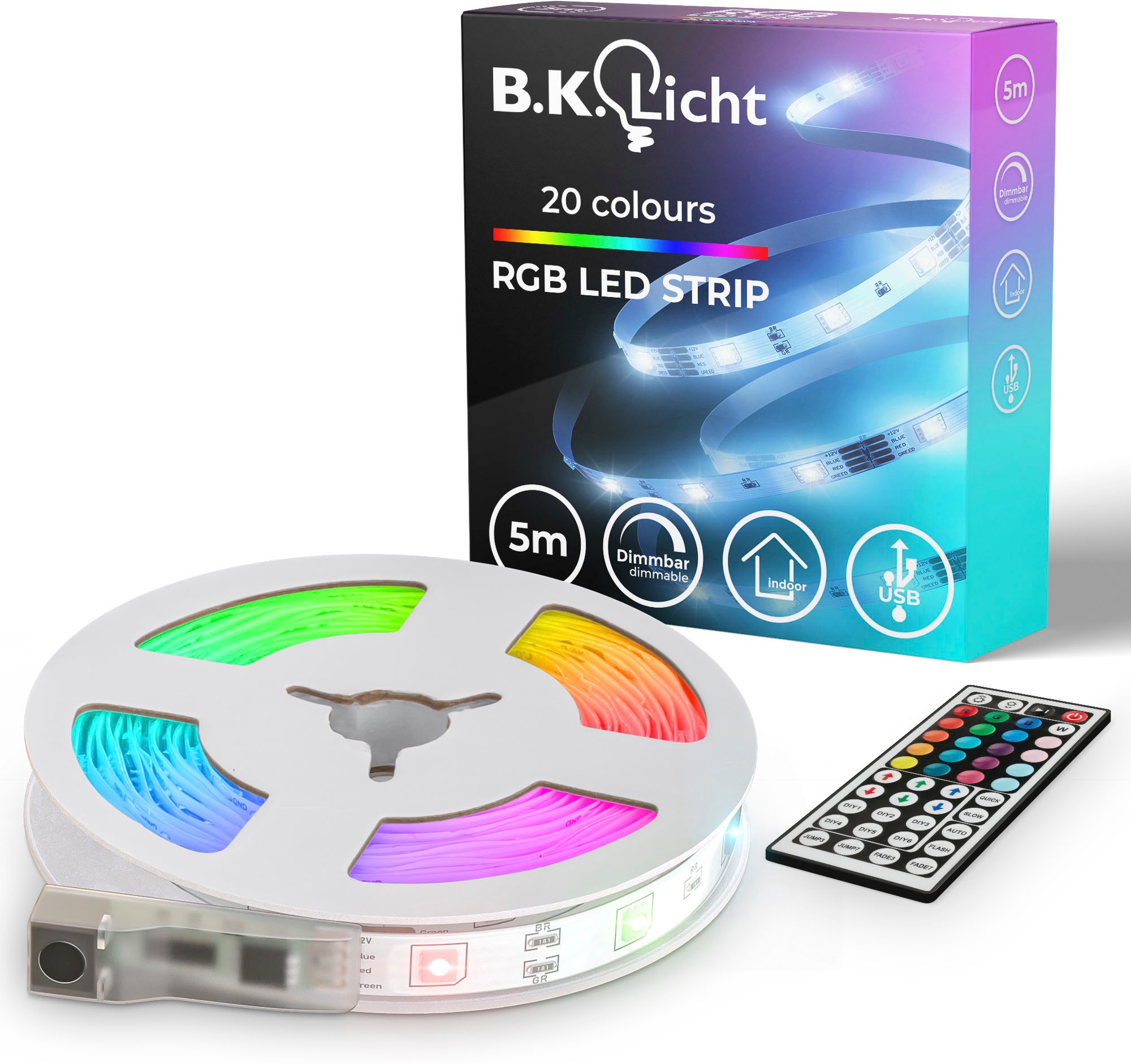 B.K.Licht LED-Streifen 150 auf kaufen »USB Raten LED selbstklebend mit Lichtleiste, Strip«, Fernbedienung, St.-flammig