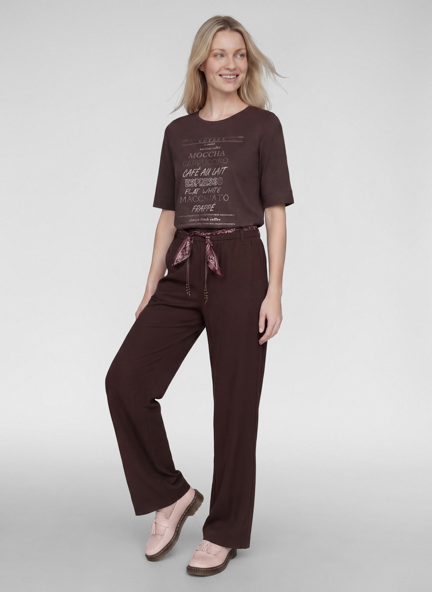 Rabe Rundhalsshirt Sommershirt mit Nieten-und Print-Details