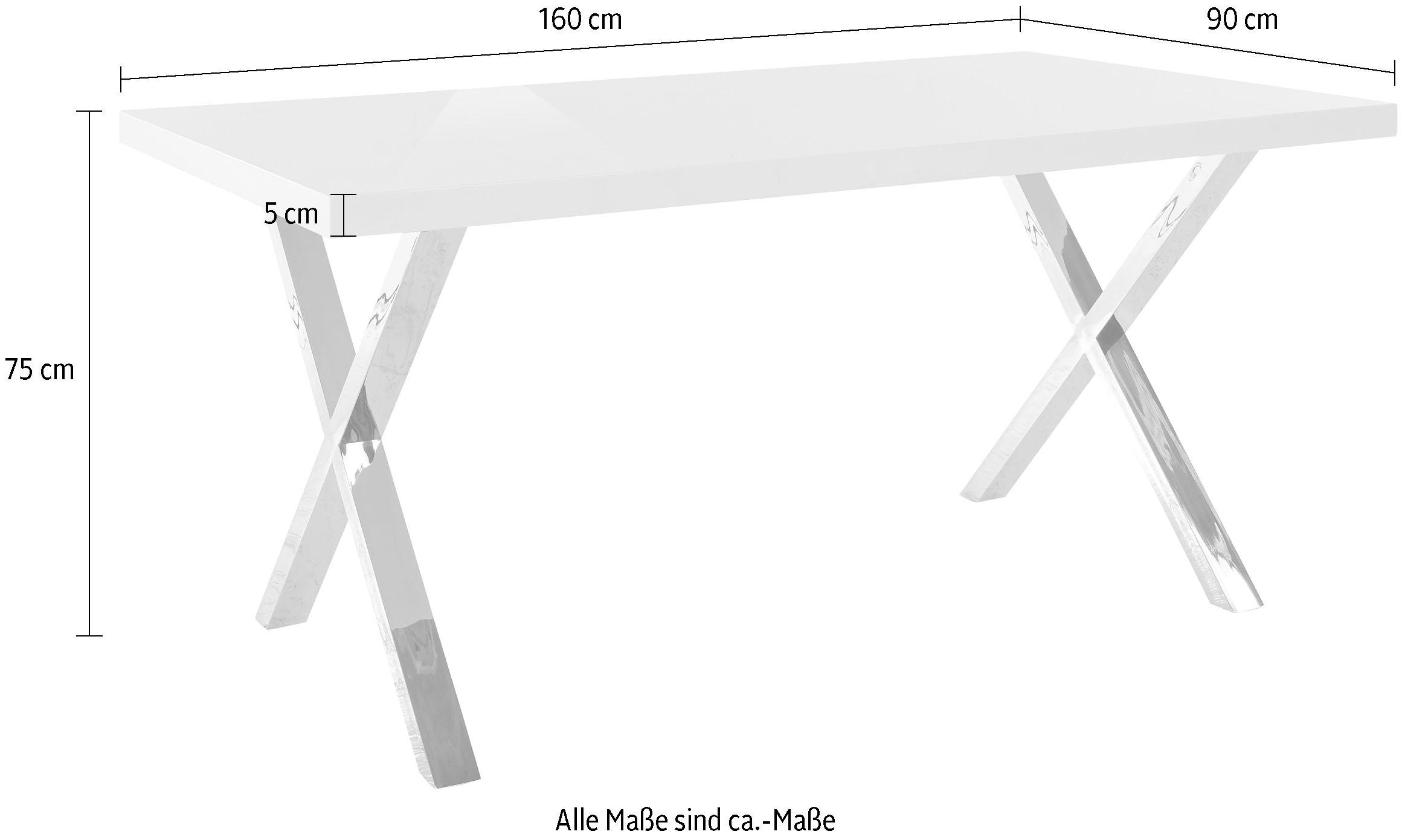 Paroli Esstisch »Ixus«, Breite 140, 160 oder 180 cm, mit X-Gestell aus Edelstahl