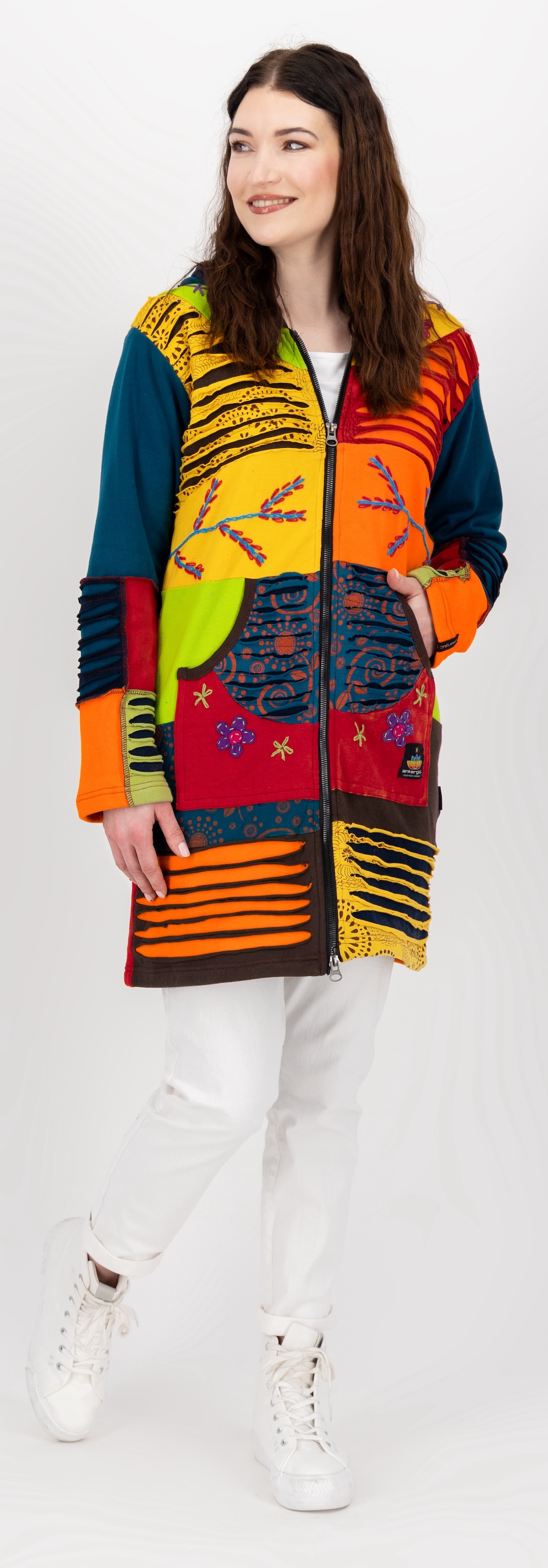 DEPROC Active Fleecejacke »Patchwork NUNAVUT LONG WMN«, auch in Großen Größen erhältlich