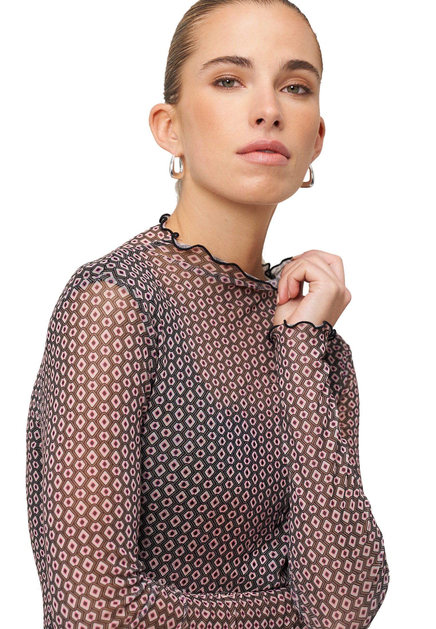 Zero Rundhalsshirt »Mesh-Shirt mit grafischem Print«