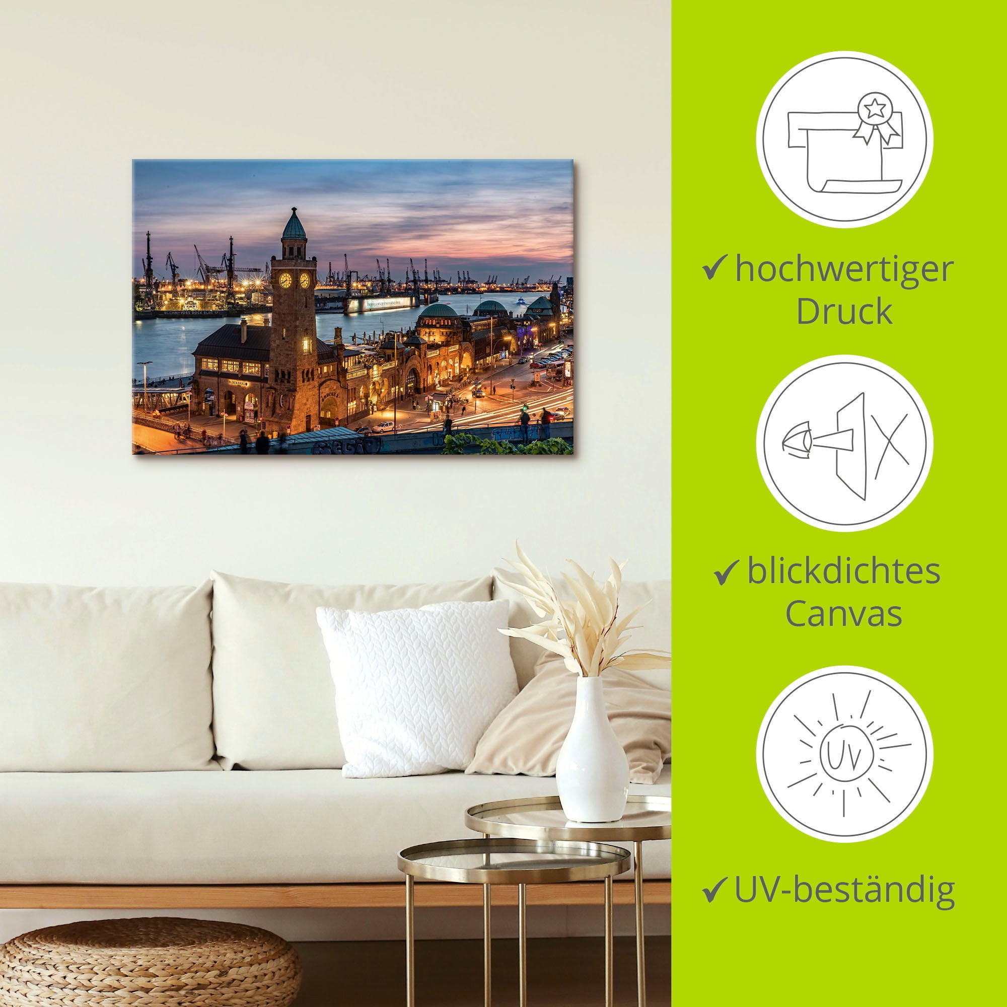 Artland Wandbild »Landungsbrücken Hamburg« Hamburg 1 Stk. tlg. als Leinwandbild, Poster in verschied. Größen