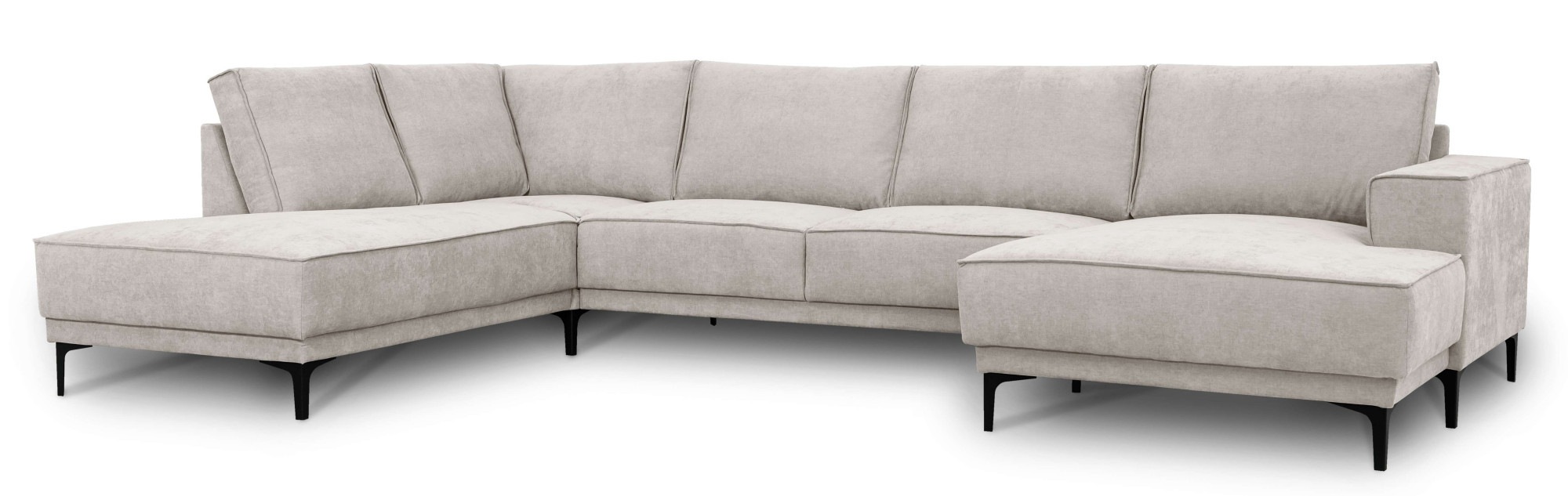Places of Style Wohnlandschaft »XXL Sofa Oland, Struktur, Flachgewebe, Luxus-Microfaser, Boucle«, U-Form, 345 cm, Wellenunterfederung, Skandi-Design, Metallfüße