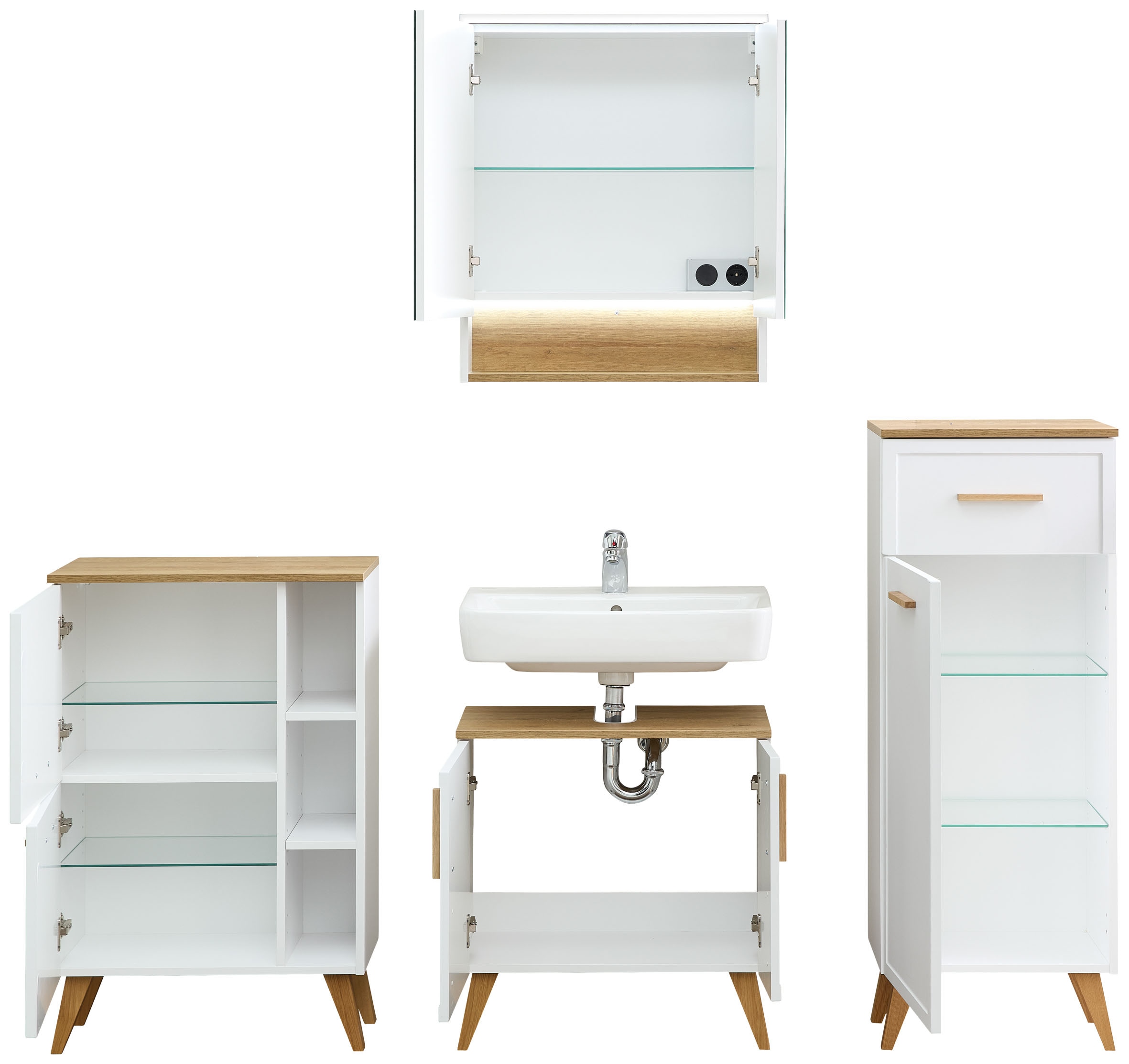 Saphir Badmöbel-Set »5-teilig, mit Soft-Close Türen und Fuß-Set« Set, 7 Stk. tlg.