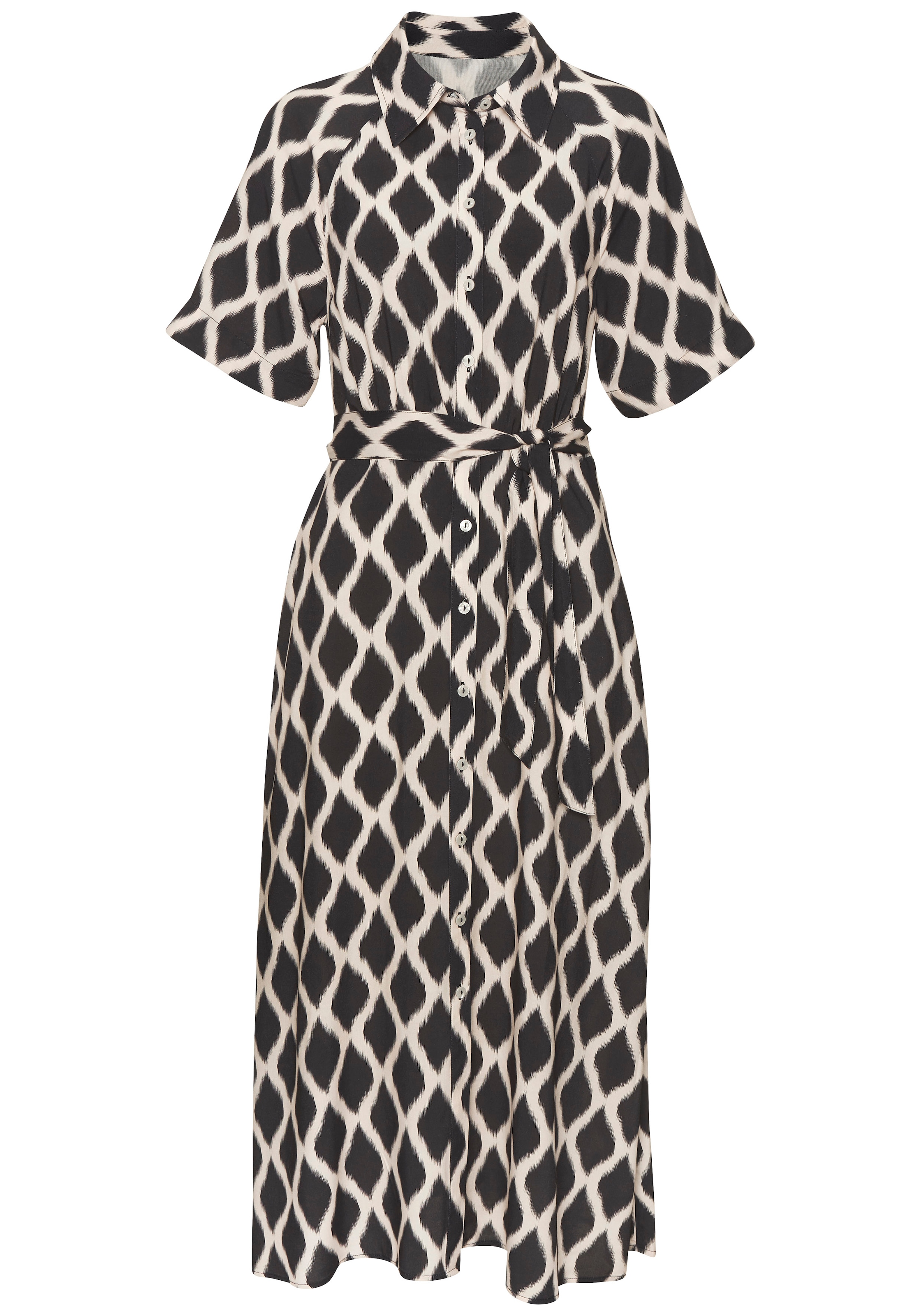 Vivance Hemdblusenkleid mit Bindegürtel,  Ohne Taschen mit grafischem Muster