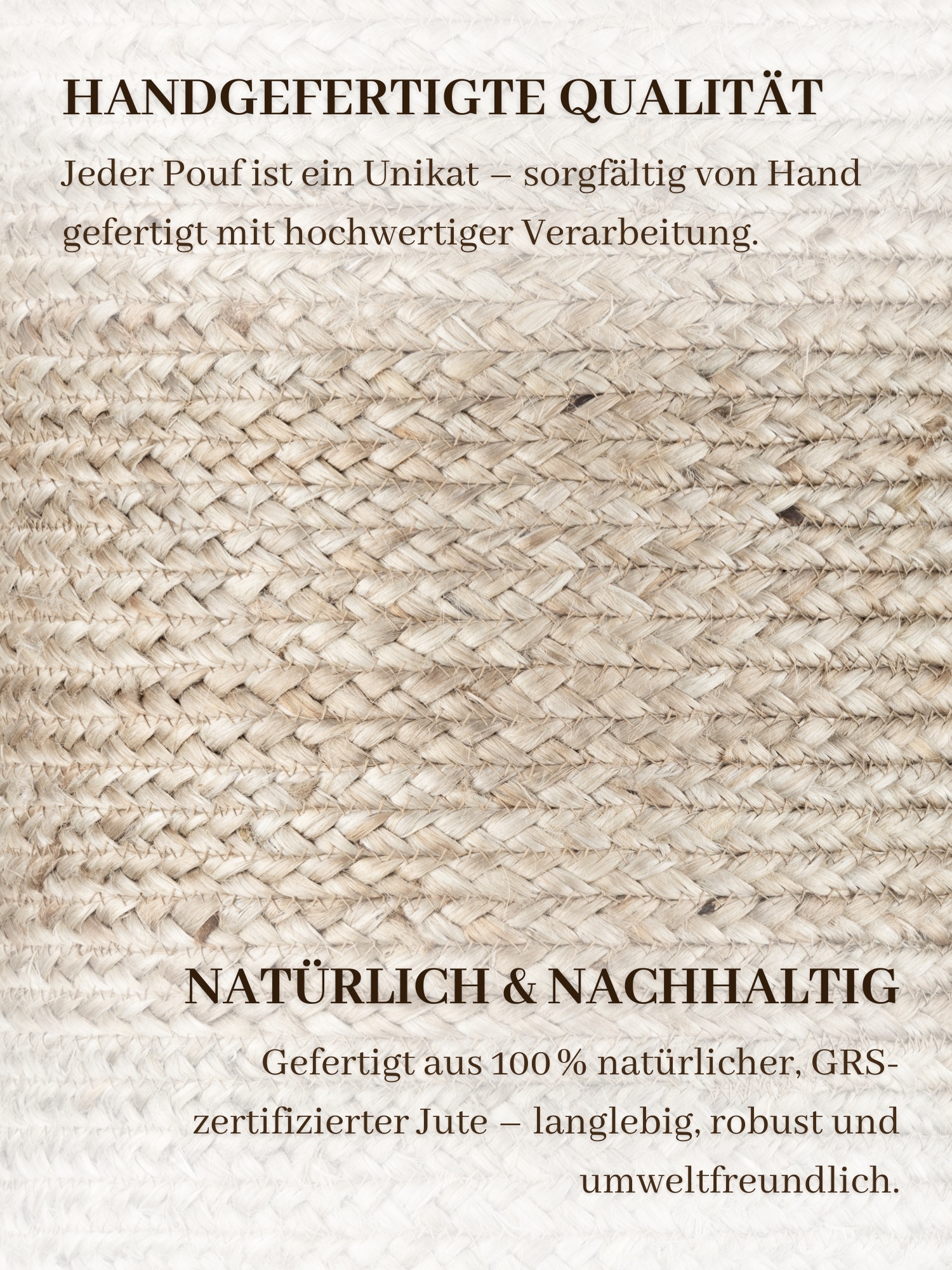 HANSE Home Pouf »Jutta, Jute«, (1 St.), Jute, Natur, Wohnzimmer, Esszimmer, Schlafzimmer, Flur, Modern, Boho