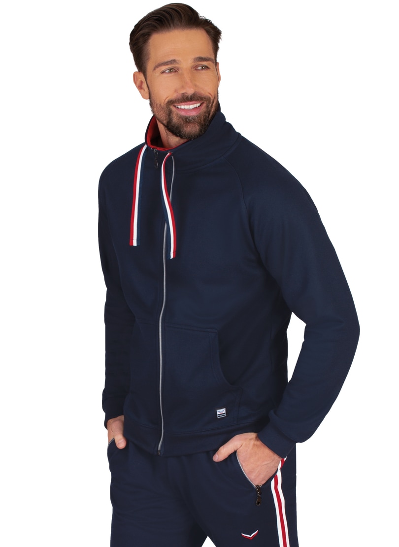 Trigema Sweatjacke »TRIGEMA Raglan-Jacke mit Stehkragen und Kordeln«