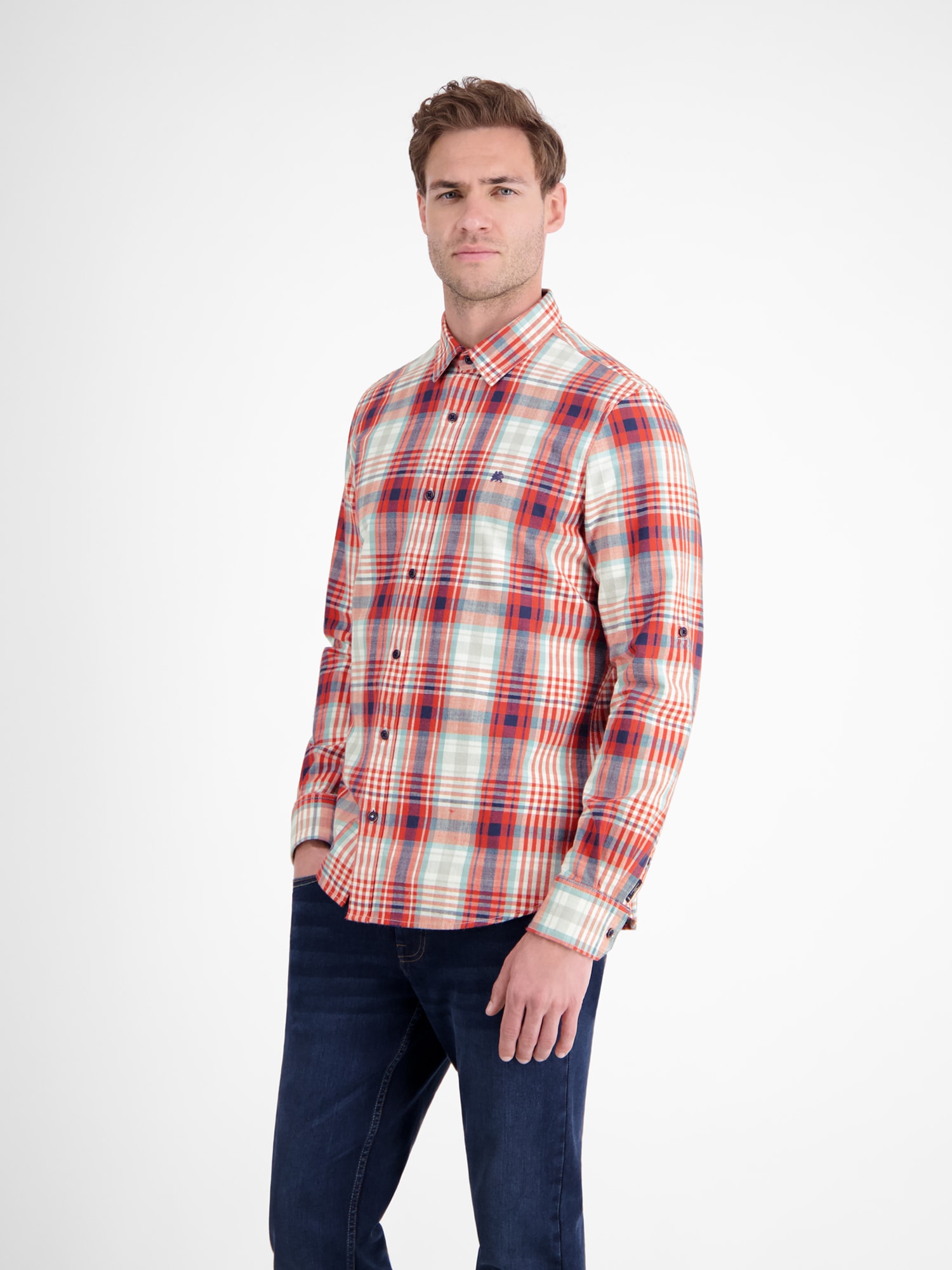 LERROS Langarmhemd »LERROS Karohemd für Herren«