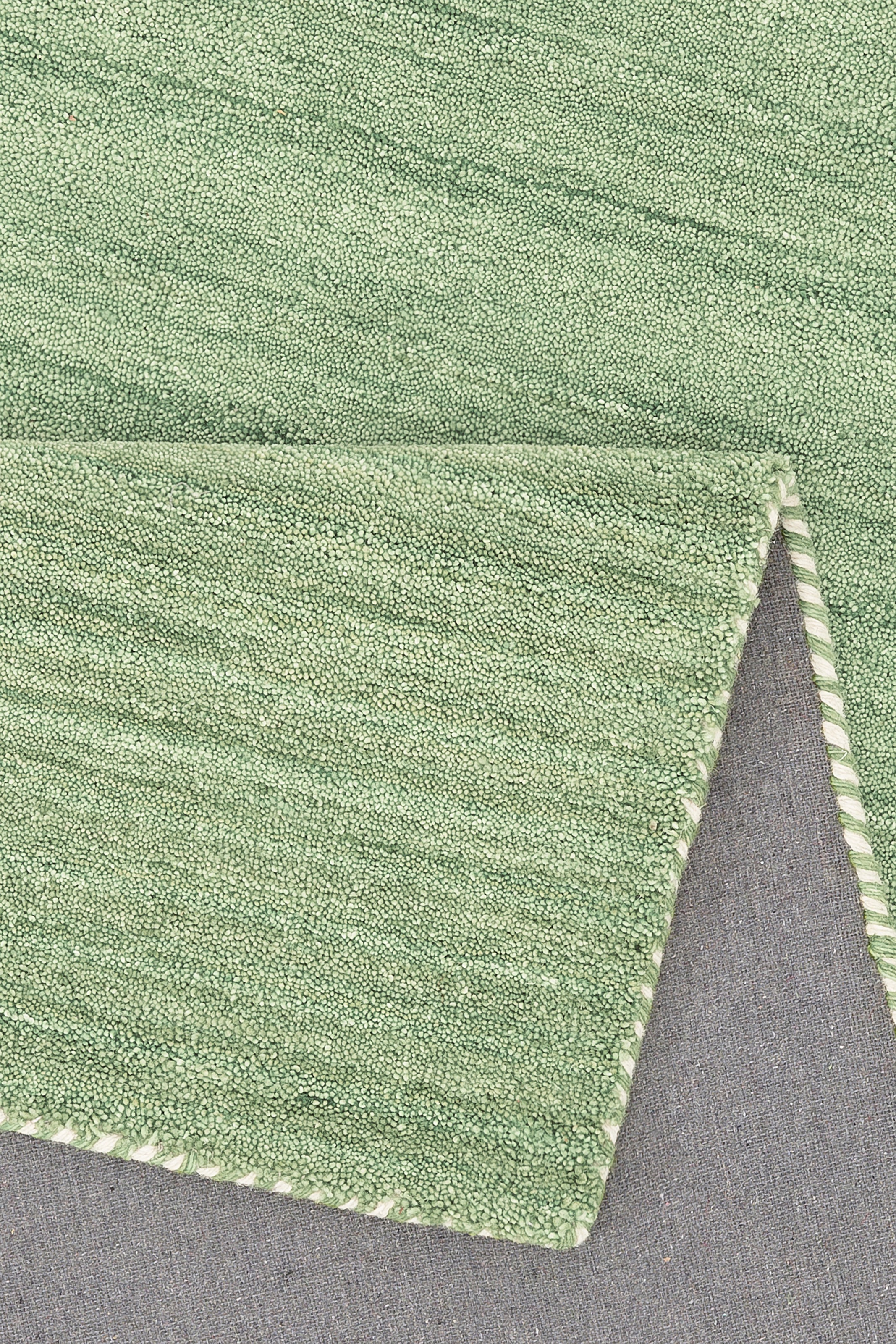 THEKO Bettumrandung »Gabbeh Uni, Handweb Teppich, meliert, reine Wolle« Höhe 14 mm 3 Stk. tlg. Bettvorleger, Uni-Farben, handgewebt, Läufer-Set, Schlafzimmer