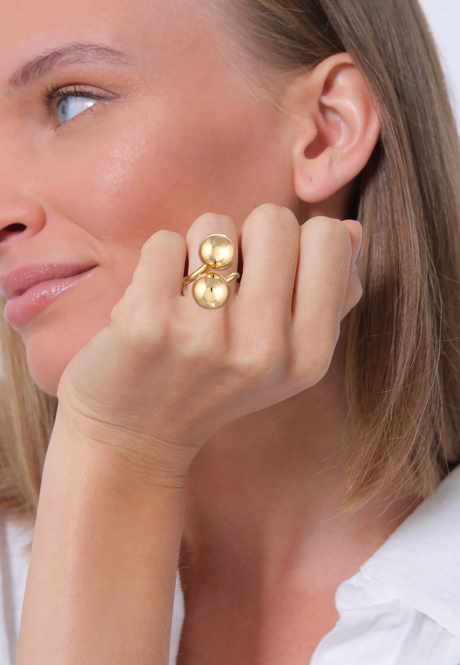 Elli Premium Silberring »Ring Kugel Chunky Design Offen 925 Sterling Silber«