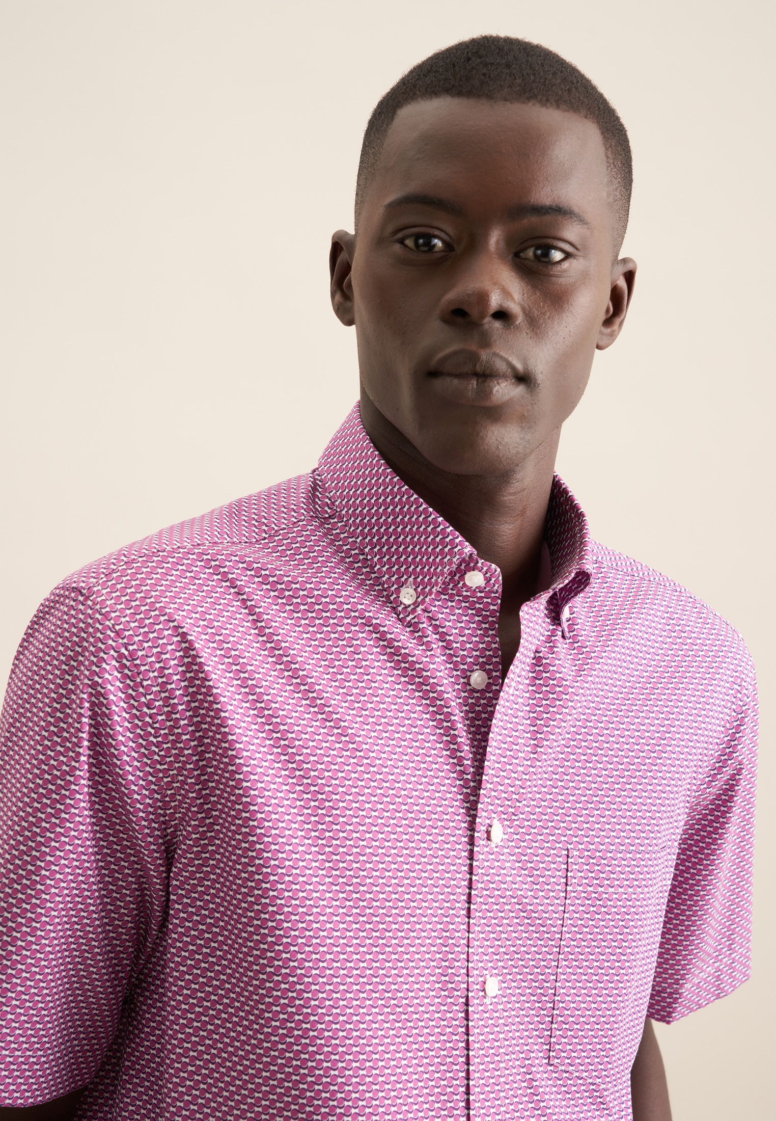 seidensticker Businesshemd »Regular«, Regular Kurzarm Button-Down-Kragen Druck