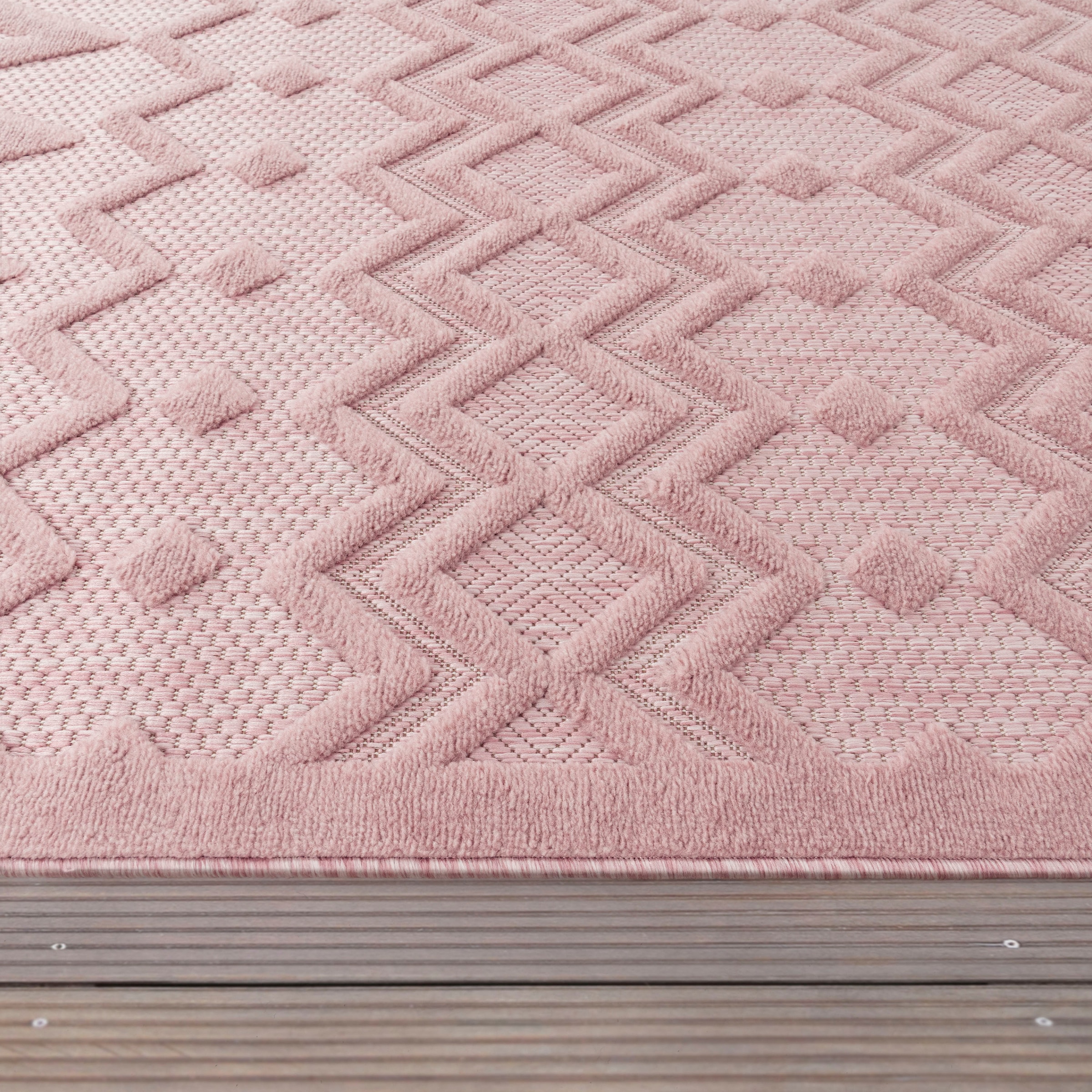 Paco Home rechteckig, Effekt, Hoch-Tief Rauten Uni-Farben, Teppich Scandi, Outdoor »Livorno 671«, geeignet Muster