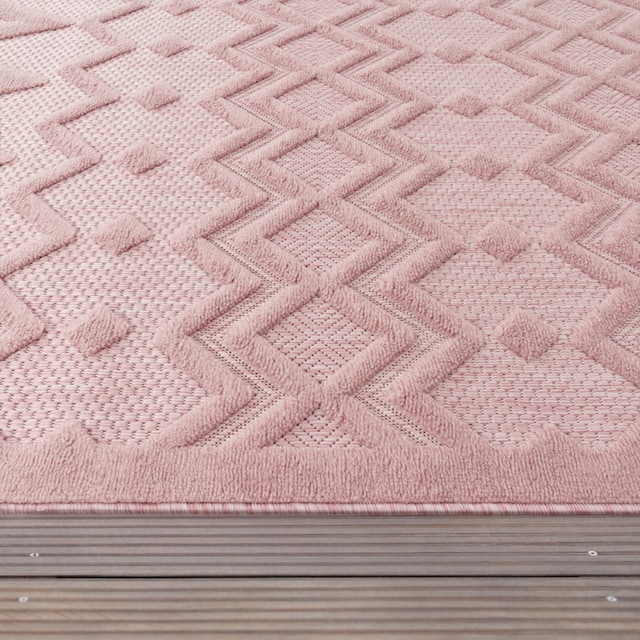 Paco Home Teppich »Livorno 671«, rechteckig, Uni-Farben, Scandi, Rauten  Muster, Hoch-Tief Effekt, Outdoor geeignet