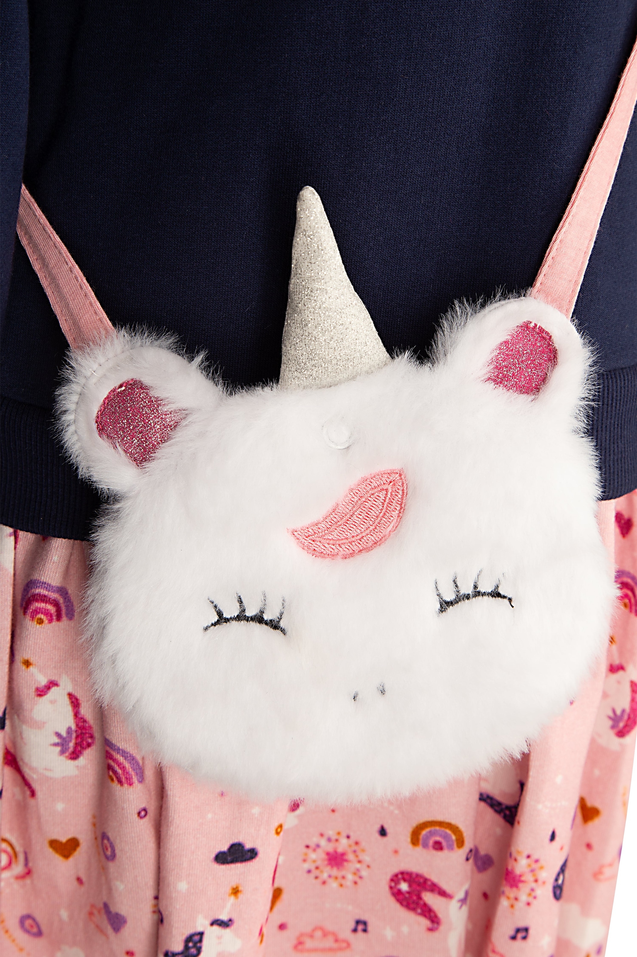 happy girls Sweatkleid Set, 2 Stk. tlg. mit kleiner Umhängetasche im Einhorn-Look