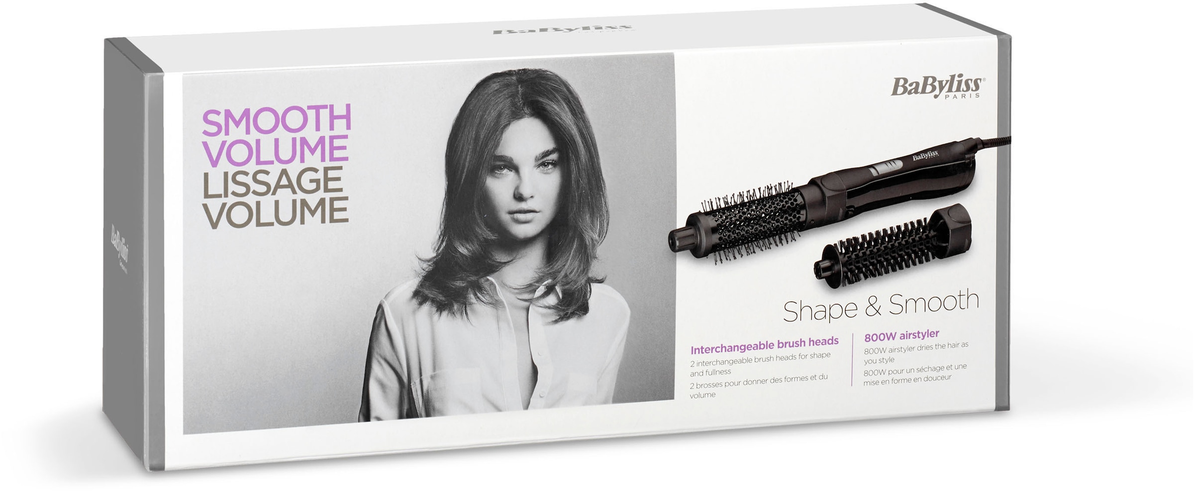 BaByliss Warmluftbürste »AS82E Shape & Smooth«, 2 Aufsätze}, mit 2 Aufsätzen