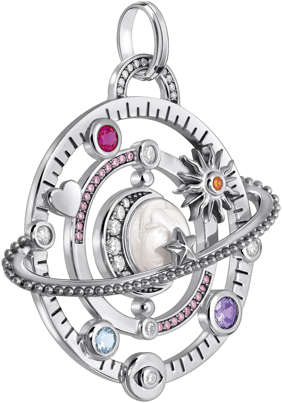 THOMAS SABO Kettenanhänger »Schmuck Silber 925 Anhänger Planetenring mit Umlaufbahnen, PE953-318-7«, mit Glas-Keramik Stein, Zirkonia, Korund und Spinell (synth.)