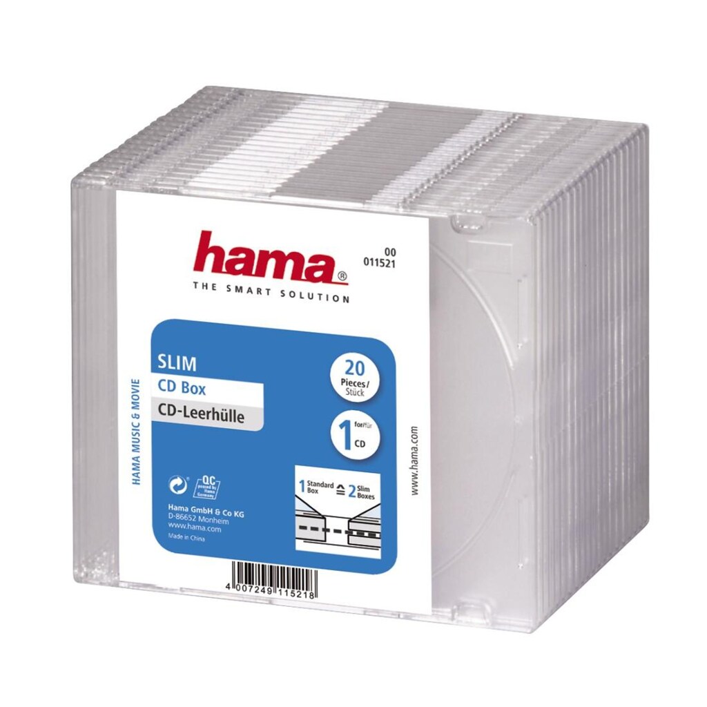 Hama CD-Hülle »CD Slim Box, 20er Pack, Transparent, Schutzhülle, Hülle, Schutzcase«