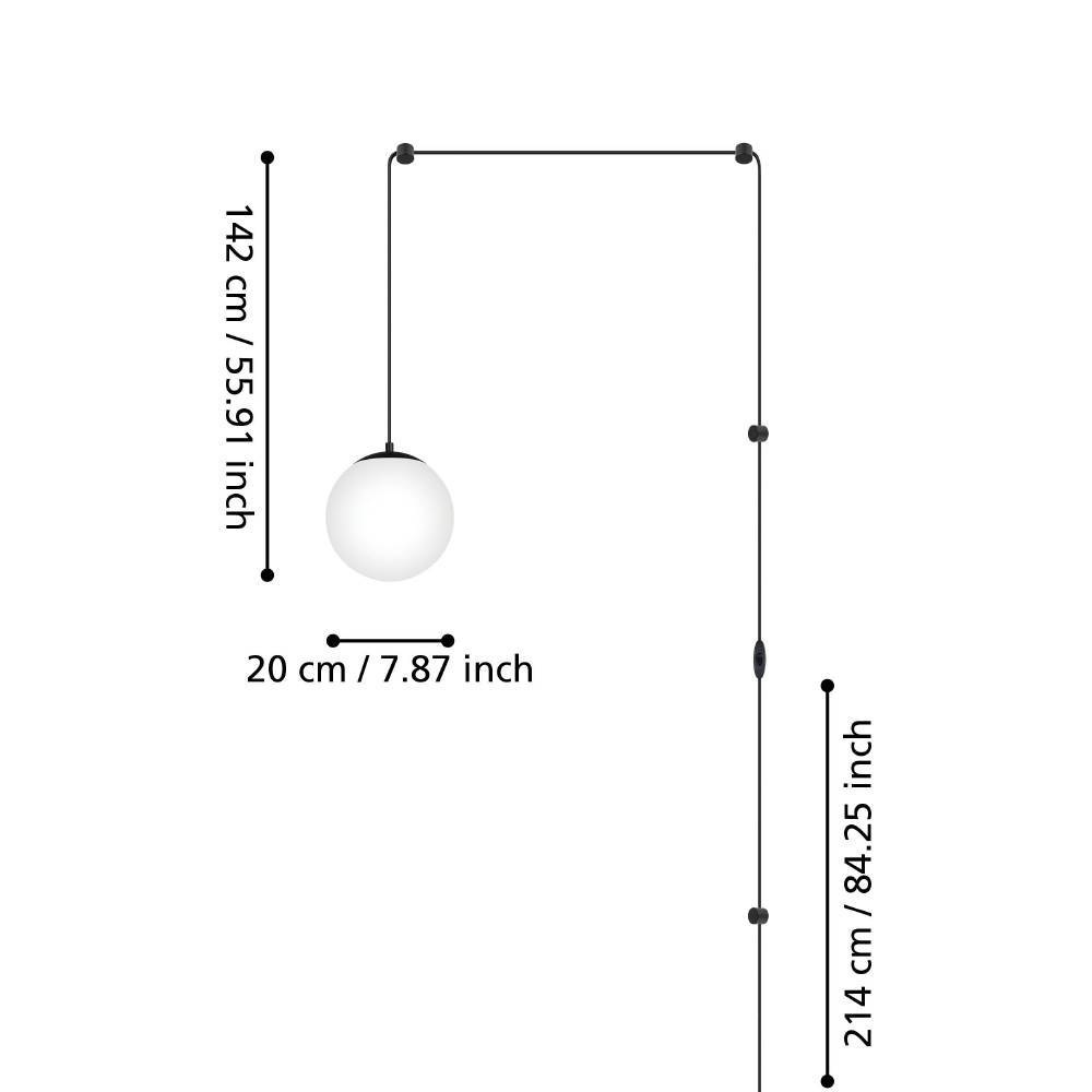 EGLO Hängeleuchte »RONDO 3«, 1 flammig, Leuchtmittel E27 | ohne Leuchtmittel, Pendellampe, Esszimmerlampe aus schwarzem Metall und weißem Glas, E27