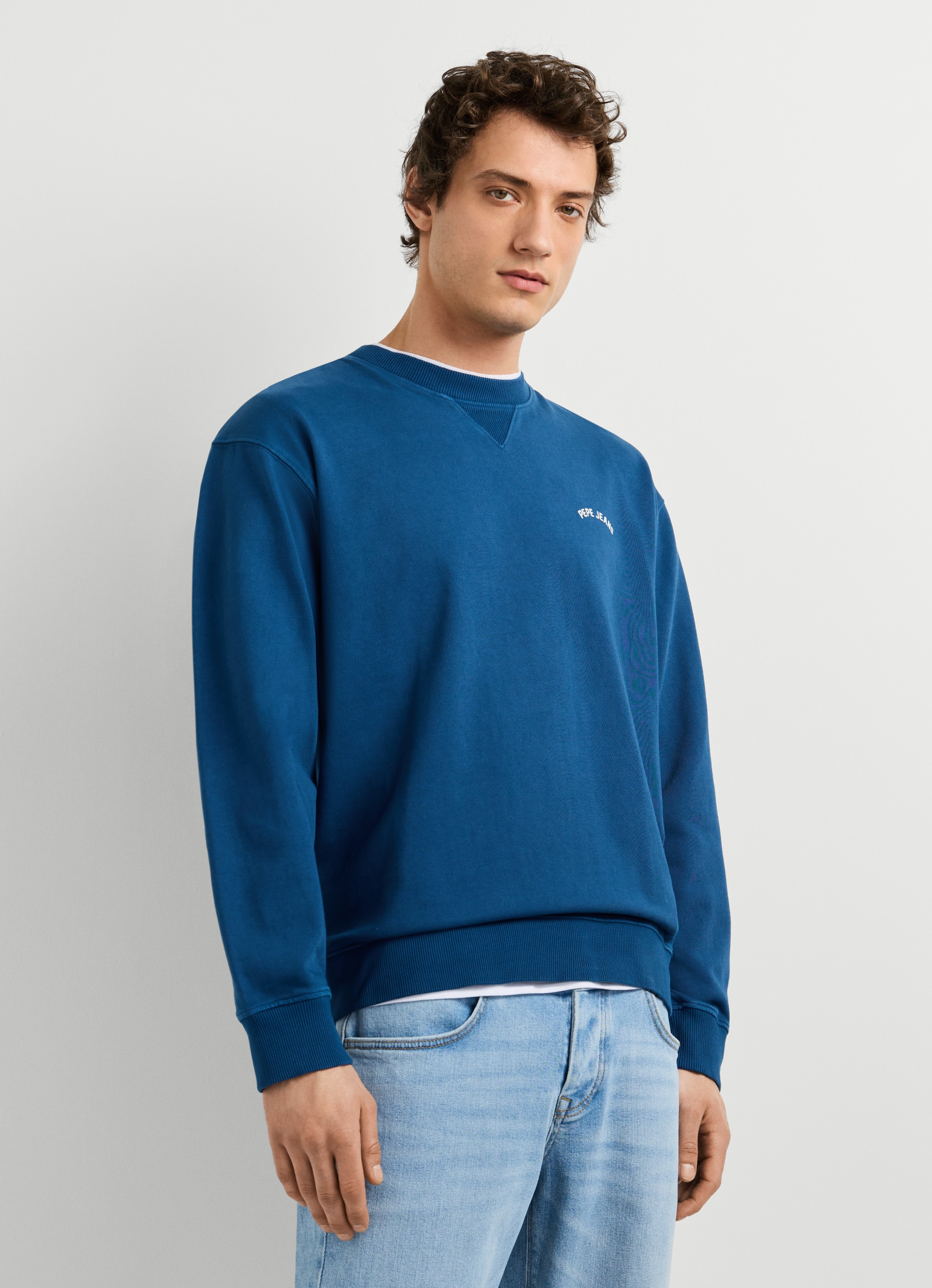 Pepe Jeans Sweatshirt »JOHN CREW«, mit Rippeinsatz am Rundhals, Logoschriftzug
