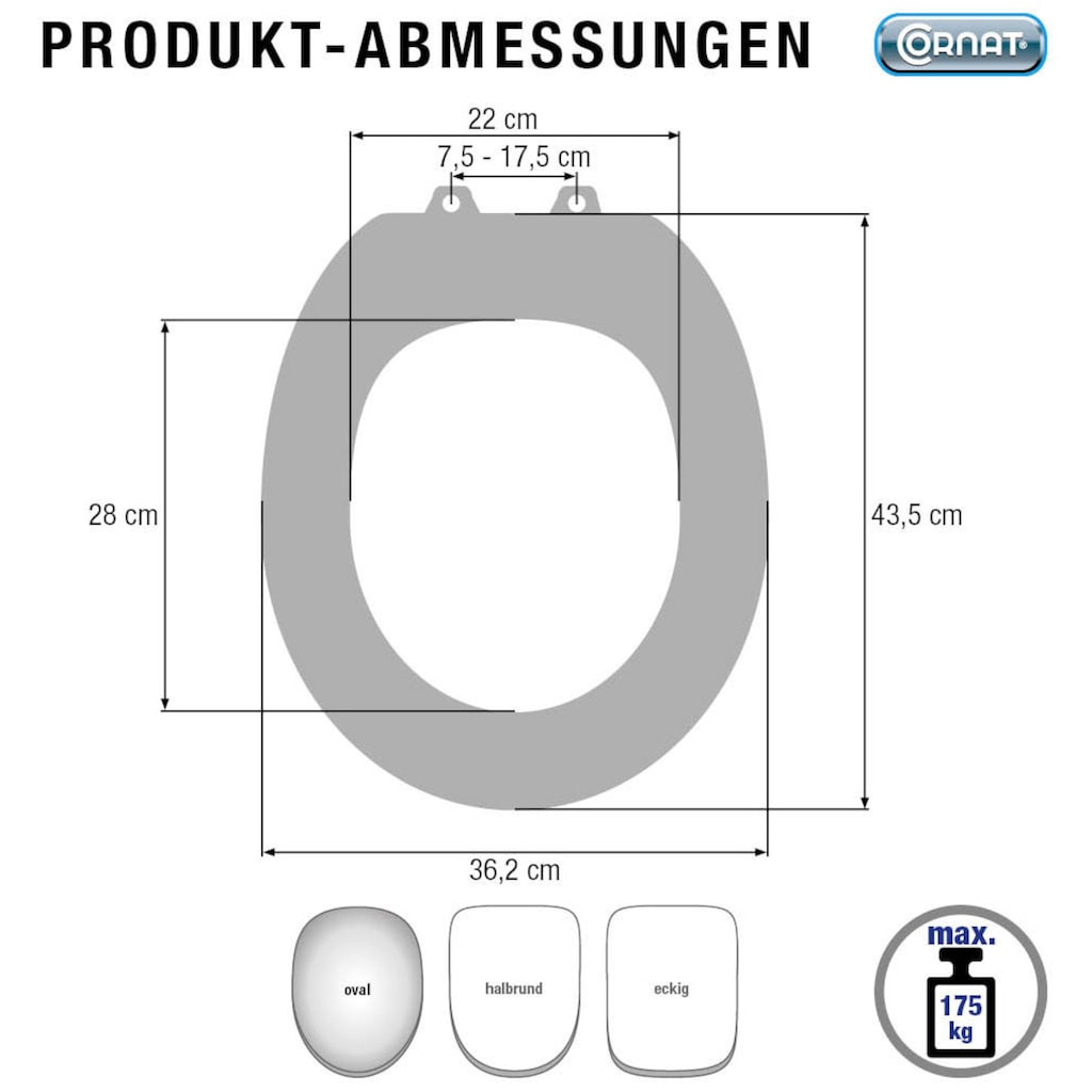 CORNAT WC-Sitz »Flaches Design - Pflegeleichter Duroplast - Quick up«