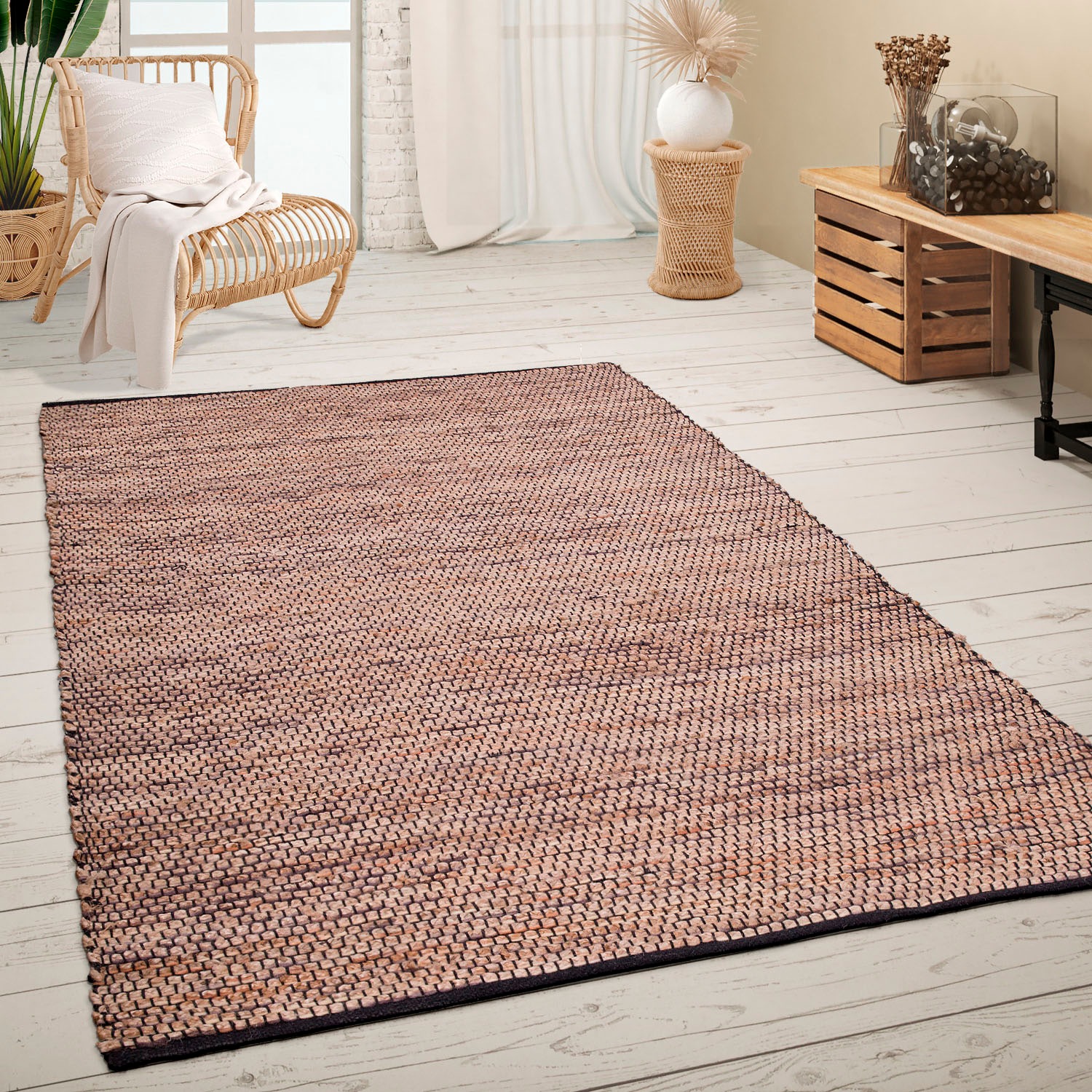 Paco Home Teppich »Odense 684« rechteckig 13 mm Höhe handgewebter Wendeteppich, Jute & Wolle, meliert, Wohnzimmer