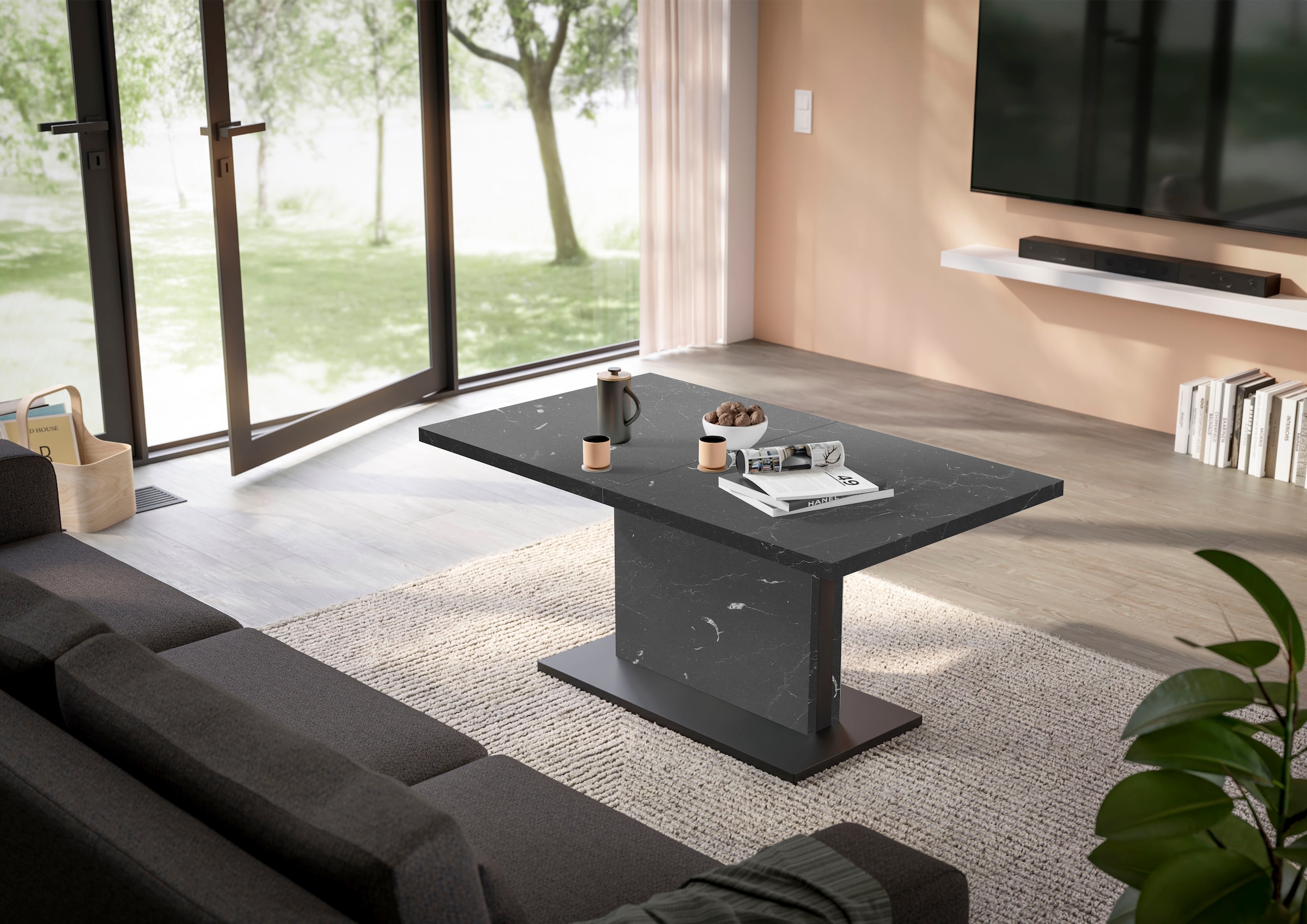 Mäusbacher Couchtisch »Lift Couchtisch«, höhenverstellbar 56-75cm, Breite Tischplatte 120-160cm, Metallgestell