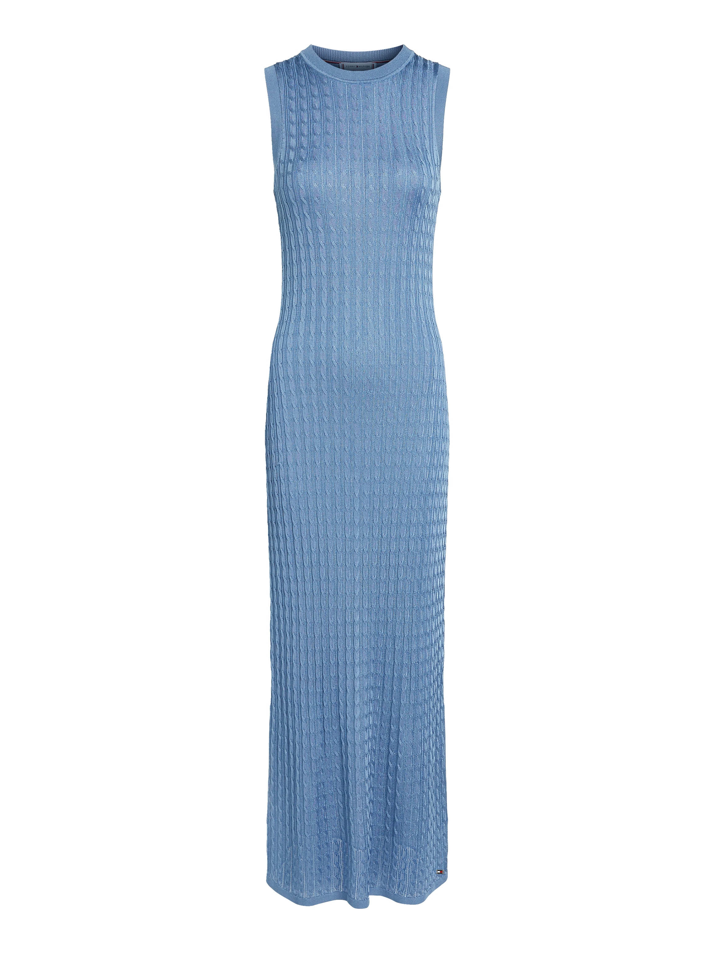Tommy Hilfiger Strickkleid »RAYON CABLE LONG FLARED DRESS NS«, mit Zopfmuster