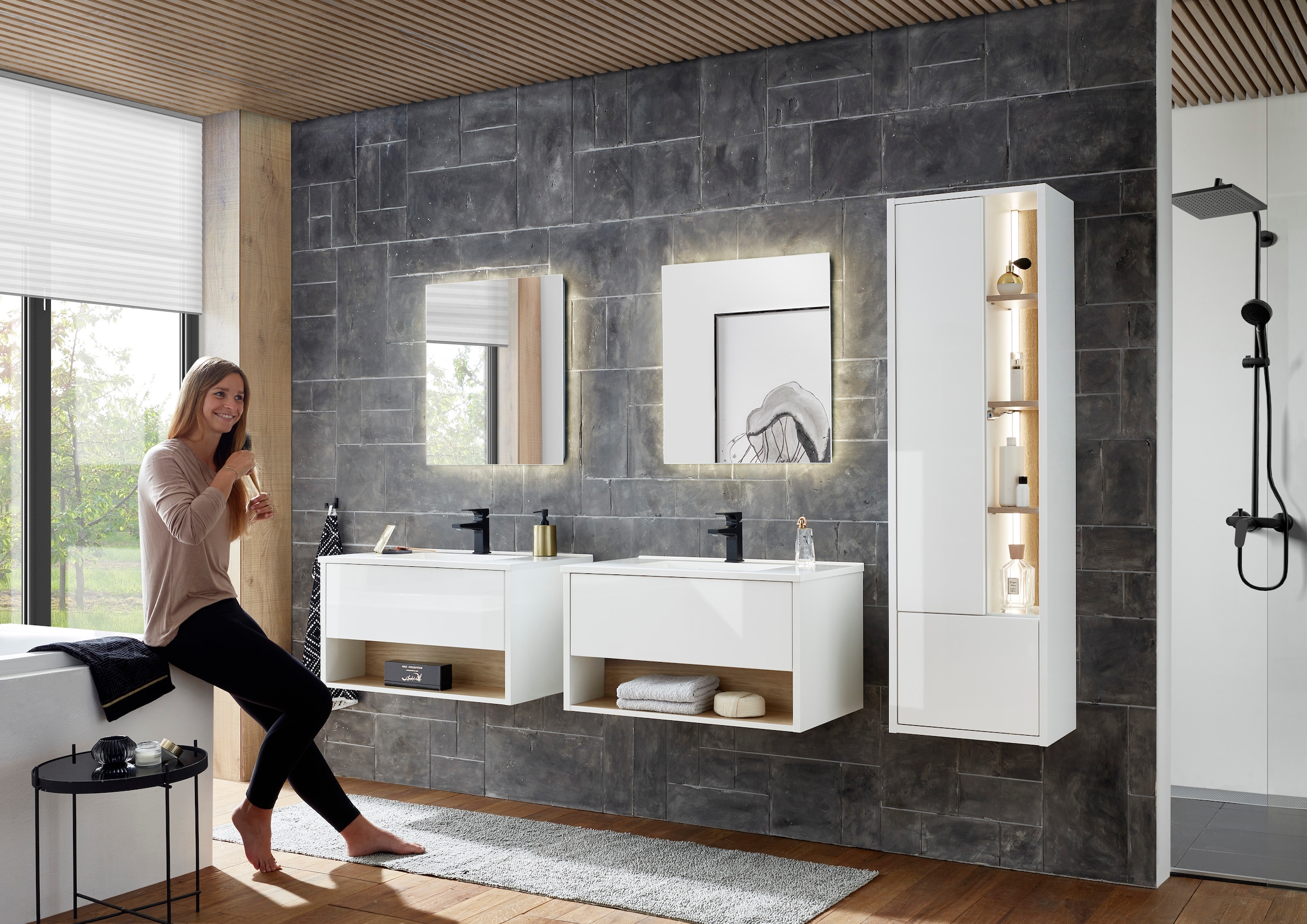 Home affaire Badmöbel-Set »Studio Line, Bad im modernen Design, 5-teiliges Badezimmer« 5 Stk. tlg.