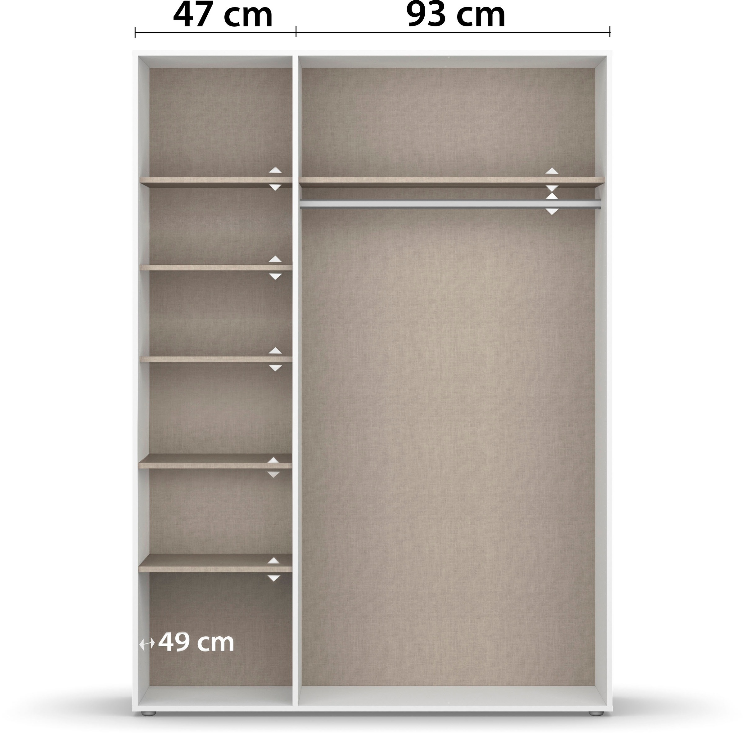 rauch Drehtürenschrank »Kleiderschrank Schrank Garderobe Wäscheschrank VOYAGER«, (in 3 verschiedenen Ausstattungen BASIC/CLASSIC/PREMIUM), mit modernen Griffen in Graumetallic und Spiegel