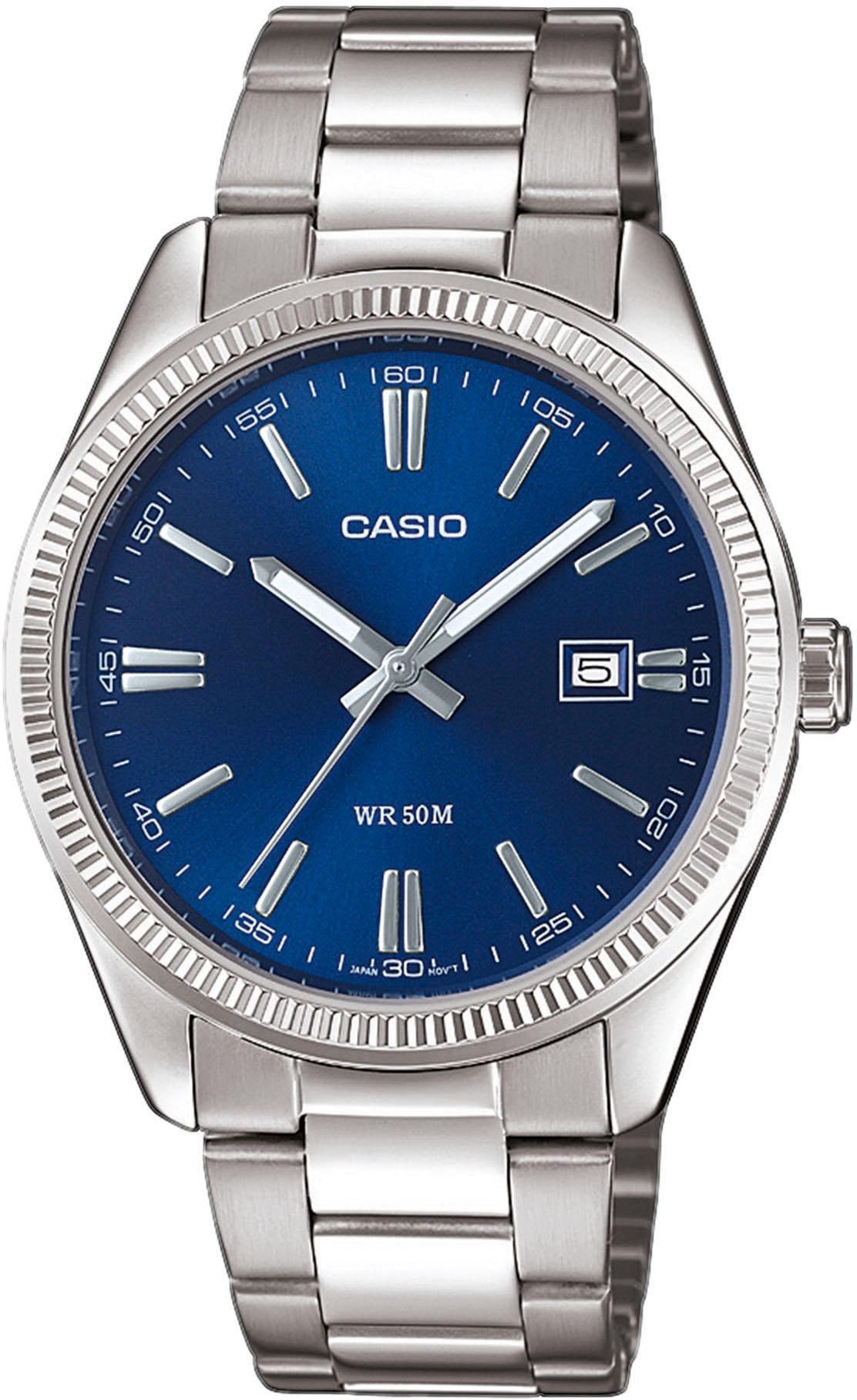 CASIO TIMELESS COLLECTION Quarzuhr »MTP-1302PD-2AVEF«, Armbanduhr, Herrenuhr, Damenuhr, analog, Datum, Neo-Display