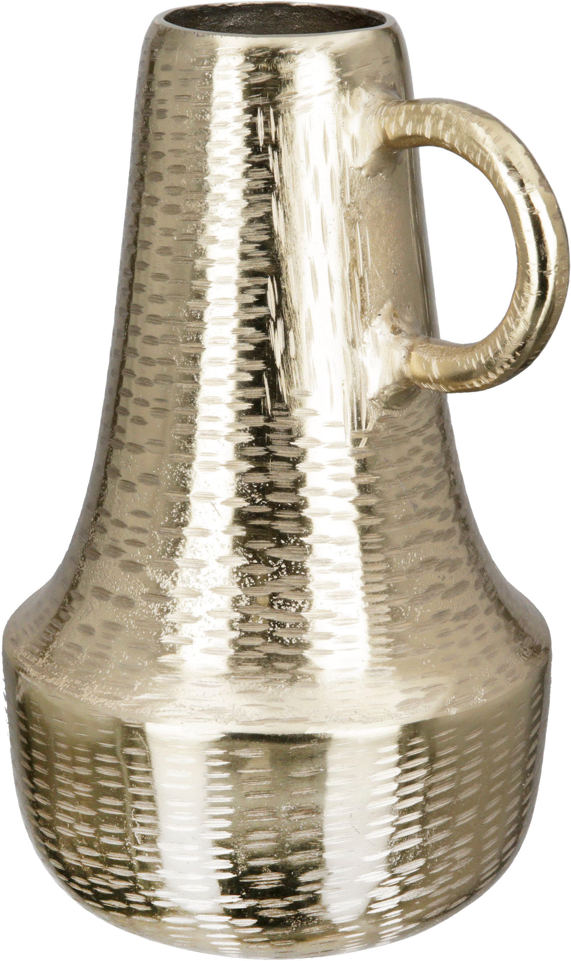 GILDE Tischvase »Lola, ca. 30 geritzter bequem Vase Krugform, mit Dekovase«, (1 kaufen cm Oberflächenstruktur, Höhe in St.), Aluminium, aus