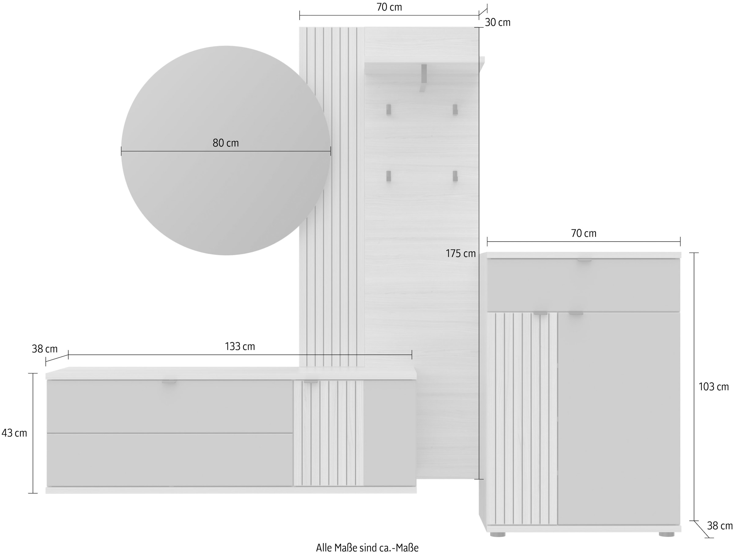Innostyle Garderoben-Set »Pisa Garderoben-Set« 4 Stk. tlg.