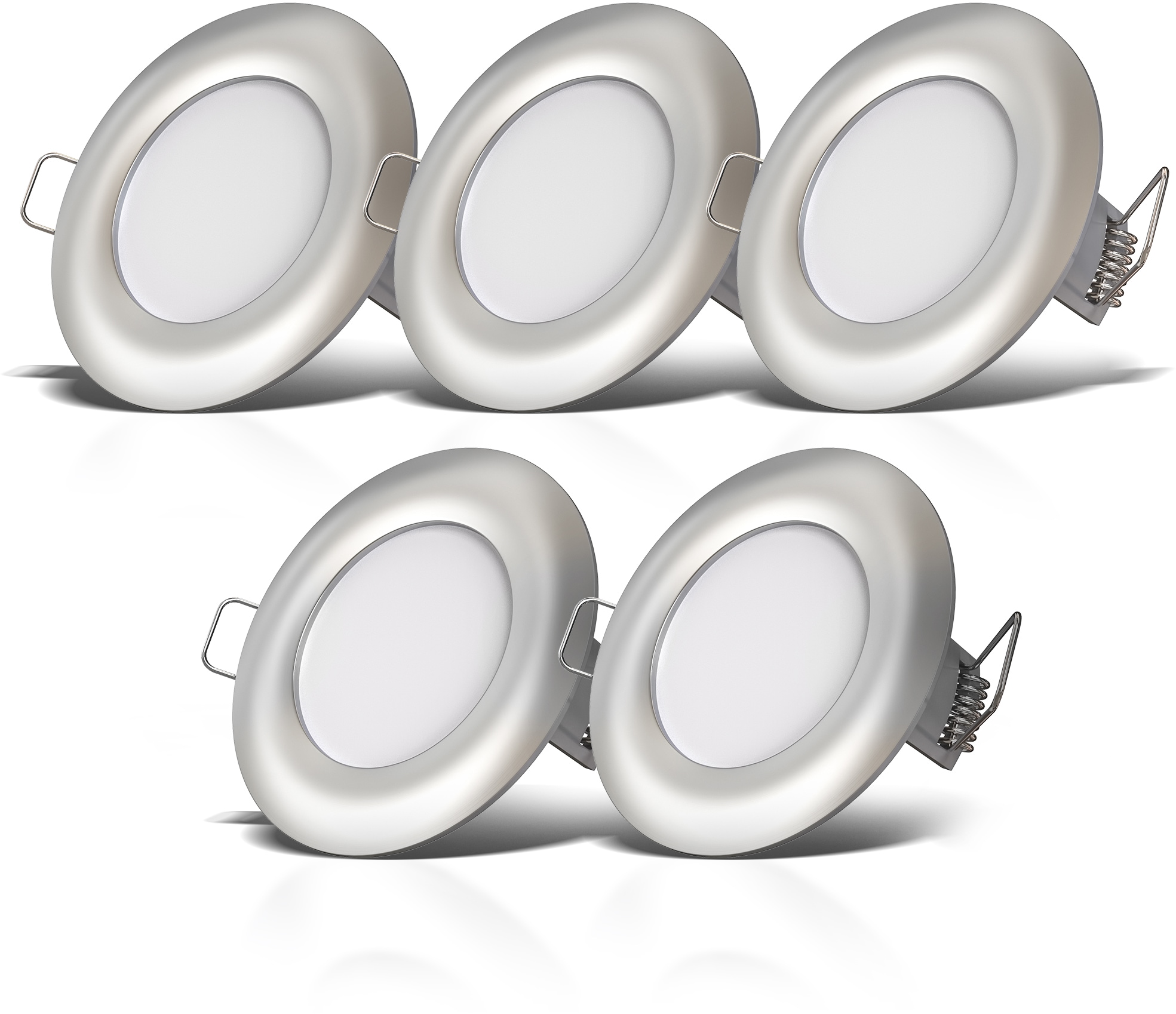 Jahren LED 460lm mit Einbaustrahler, matt-nickel, flammig-flammig, ultra-flach, 4000K, 3 kaufen 5W Einbauleuchte, 5 IP44 5x online XXL B.K.Licht Garantie |