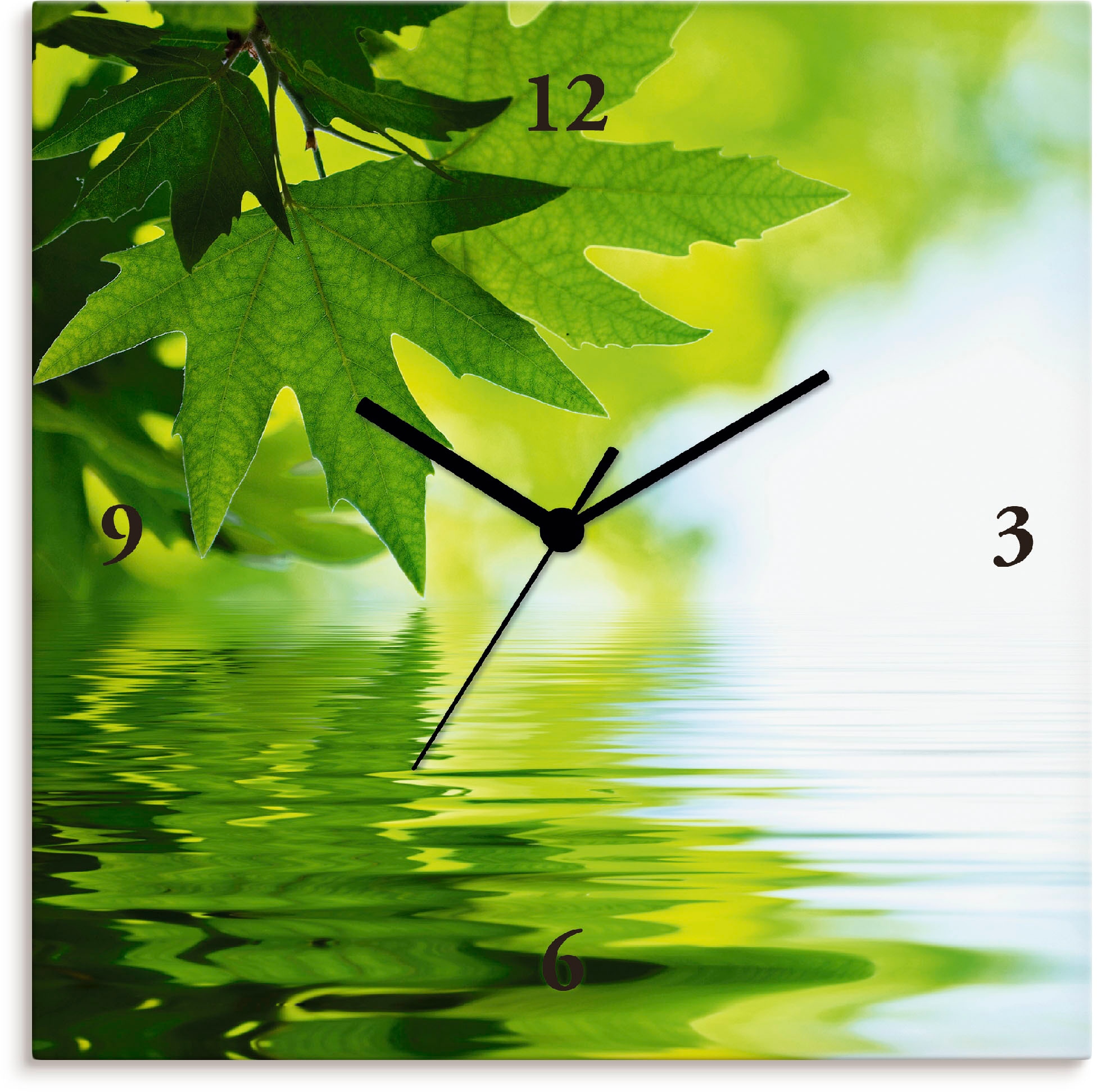 Artland Wanduhr »Grüne Blätter reflektieren im Wasser«, wahlweise mit Quarz-  oder Funkuhrwerk, lautlos ohne Tickgeräusche bequem bestellen