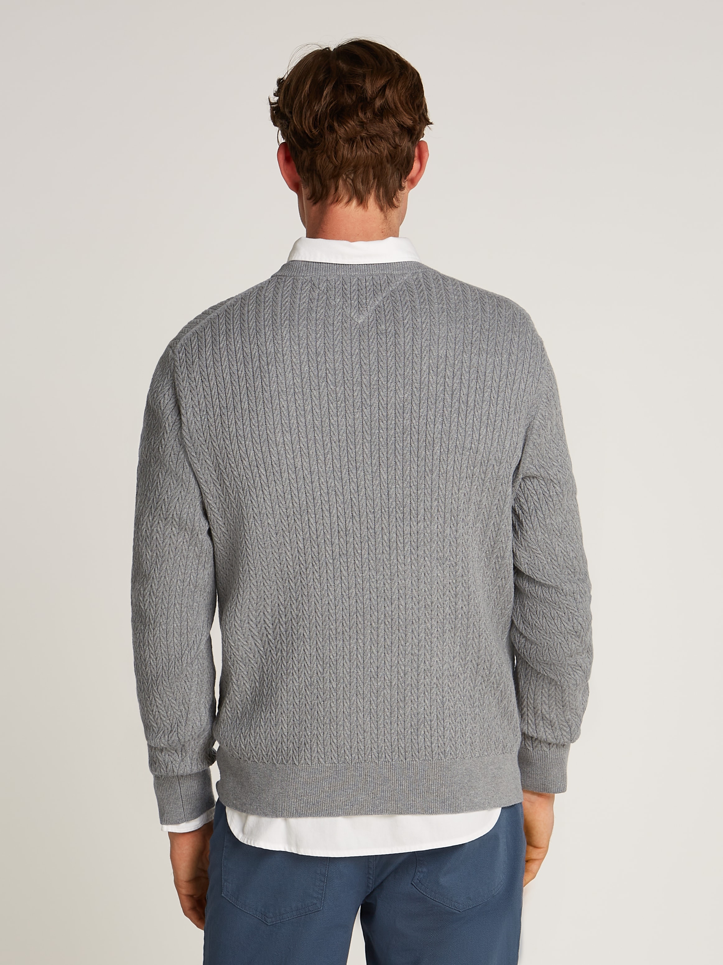 Tommy Hilfiger Strickpullover »HERRINGBONE STRUCTURE C NK«, mit Zopfmuster