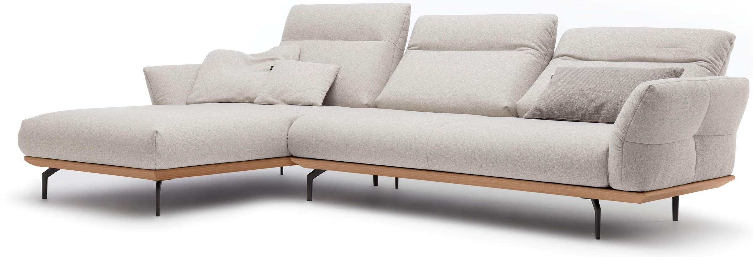 Creation BY ROLF BENZ Ecksofa »CR.460«, Sockel in Eiche, Winkelfüße in Umbragrau, Breite 318 cm