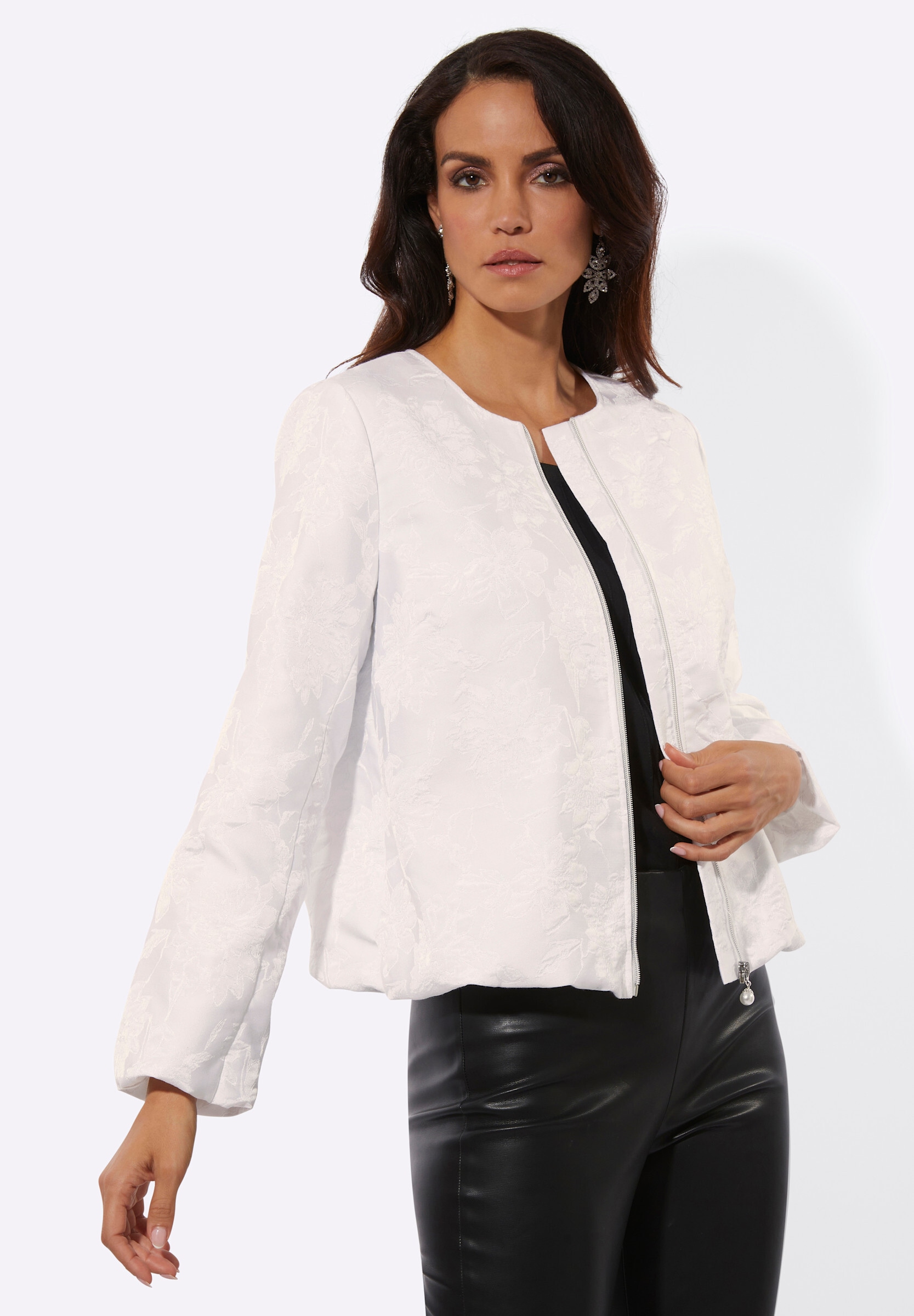 creation L Blusenblazer »Blusenjacke Blusenjacke mit Blütenjacquard-Muster«