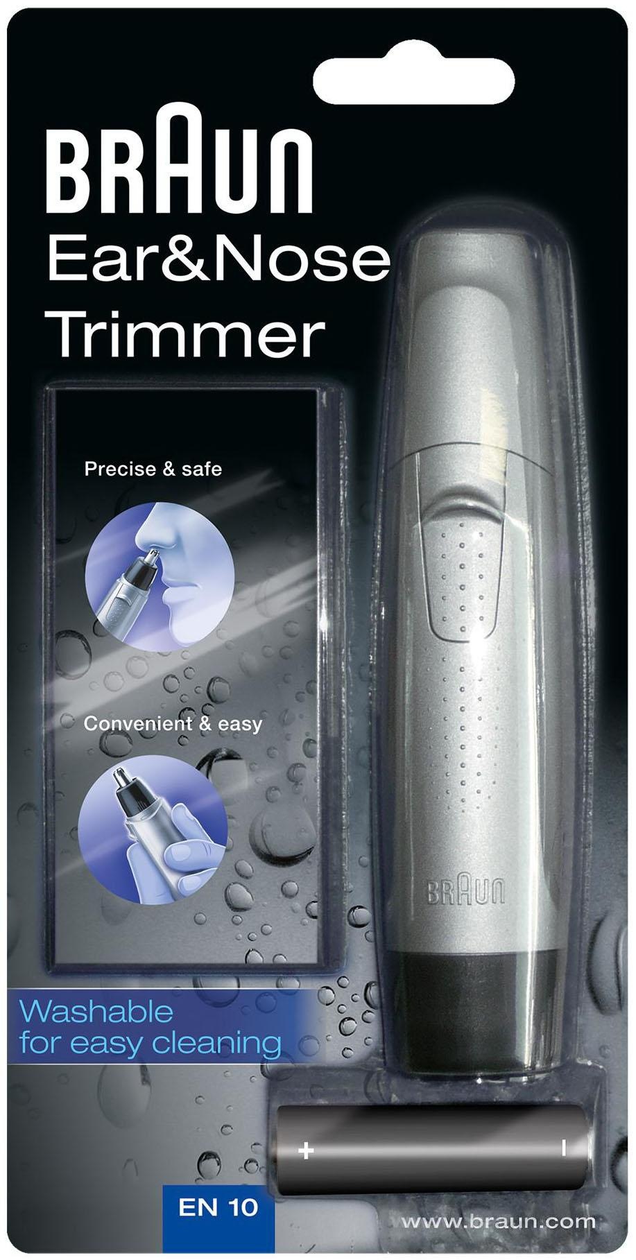 Jahren 1 Braun Premium-Design ergonomischen »EN10«, 3 XXL Ohrhaartrimmer Aufsätze, mit Garantie und Nasen-