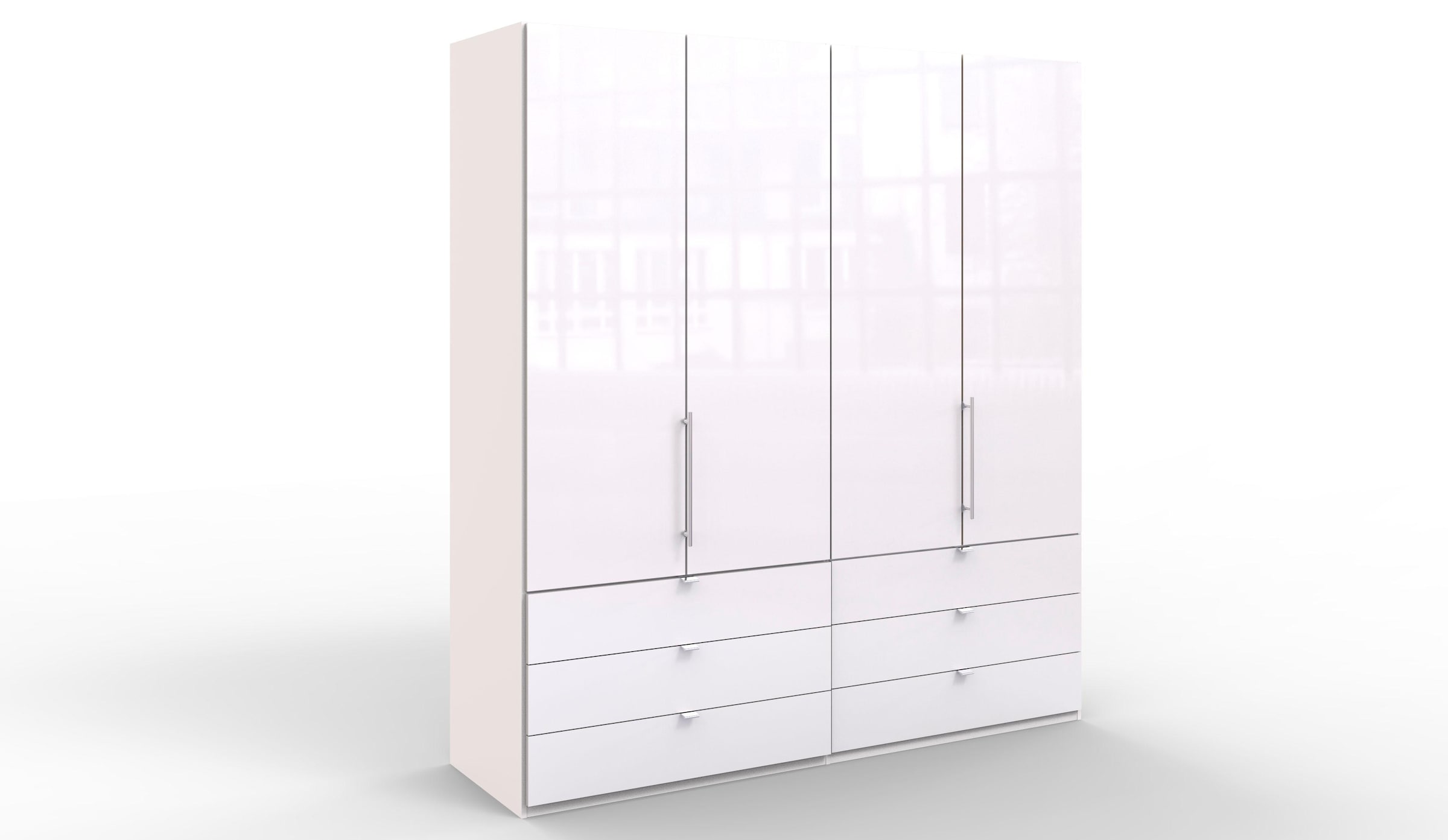 WIEMANN Falttürenschrank »Loft, Kleiderschrank, Schrank, Wäscheschrank, mit Glasfront« 3 Breiten, 2 Höhen 216/236 cm auswählbar, MADE IN GERMANY,  inkl. gepämpften Schubkästen und Türen, mit Panoramaöffnung