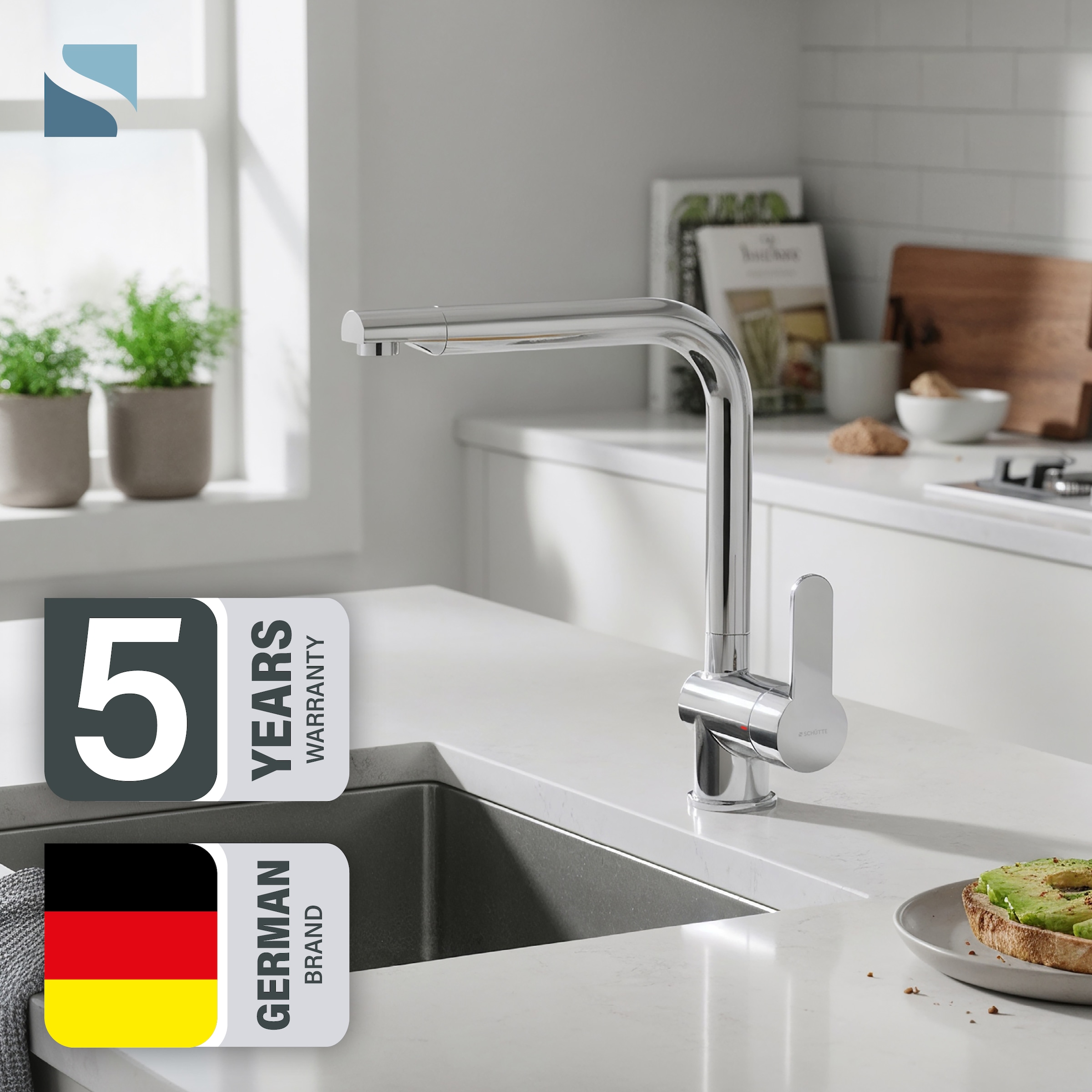 Schütte Spültischarmatur »RIO Schütte« Küchenarmatur, rund, Cold-Start, 360° schwenkbar, Marken-Mischdüse