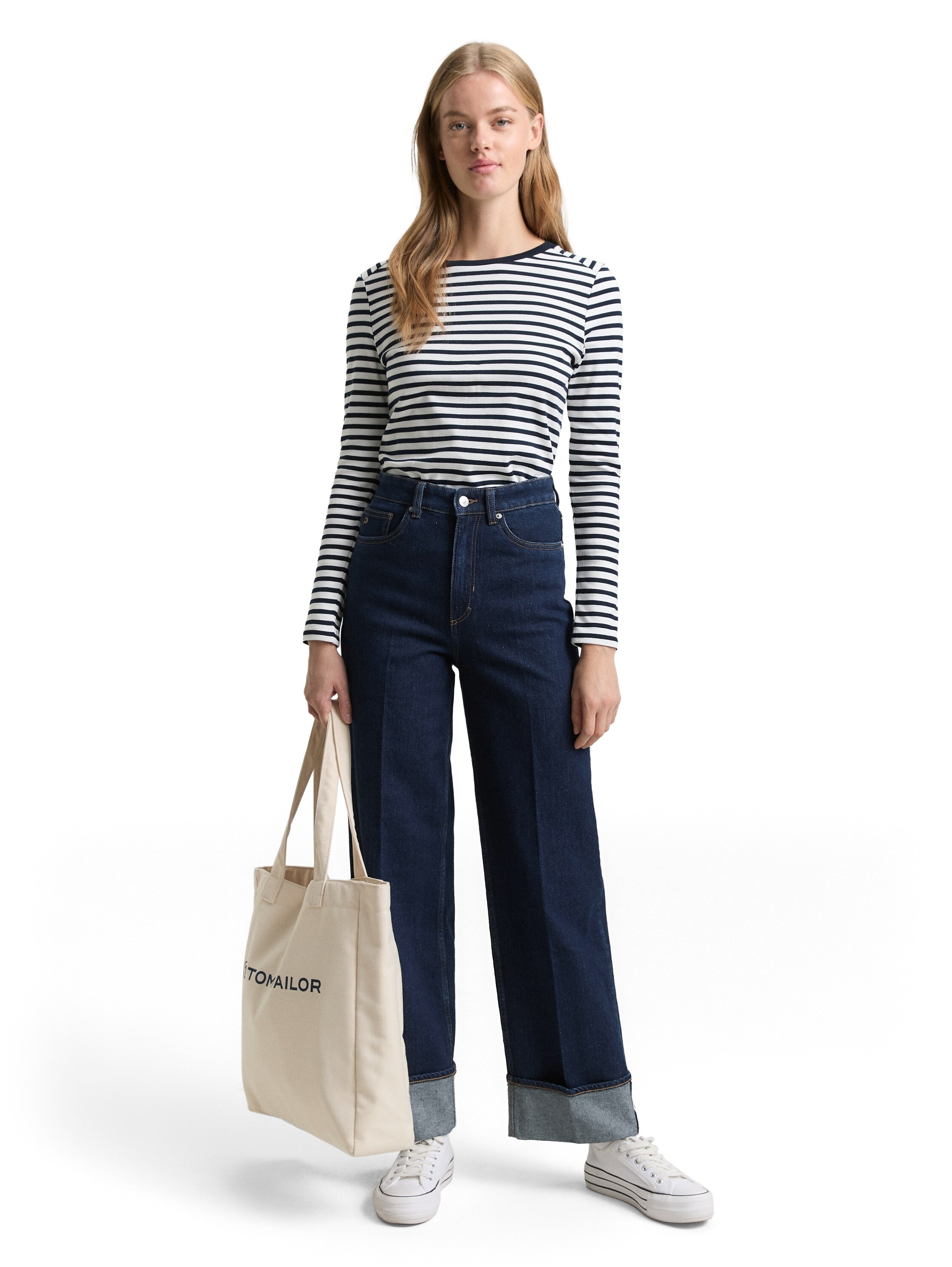 TOM TAILOR Denim 5-Pocket-Jeans mit Bundfalte und weitem Bein