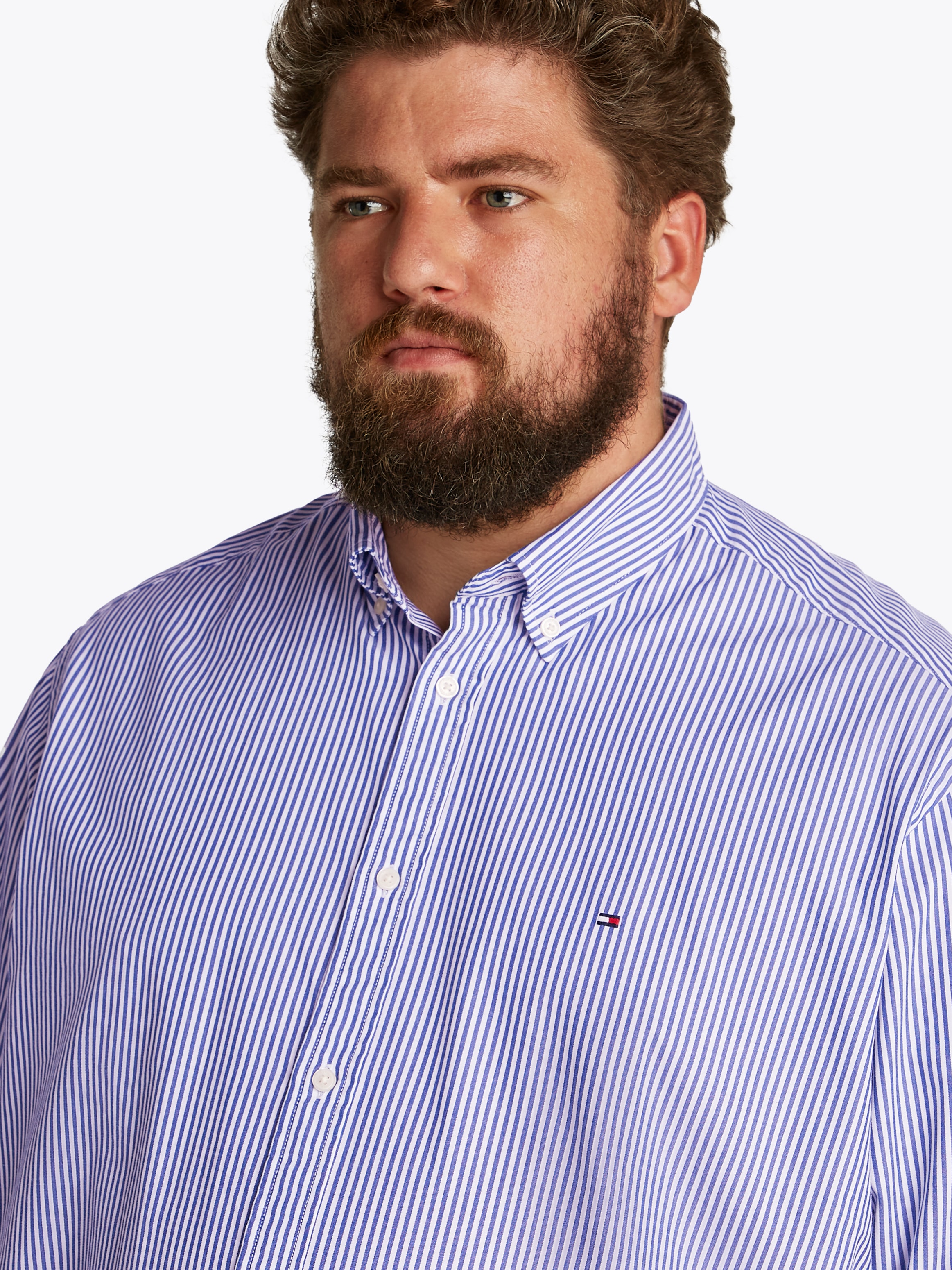 Tommy Hilfiger Big & Tall Langarmhemd »BT-FLEX POPLIN CL STP SHIRT-B«, in Großen Größen, Logostickerei