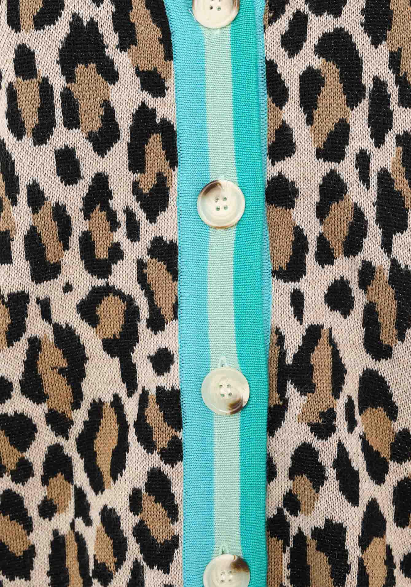 Zwillingsherz Cardigan »"Leo & Streifen"«, Animal-Muster, Langarm, V-Ausschnitt, Konstrast-Streifen, Knöpfe